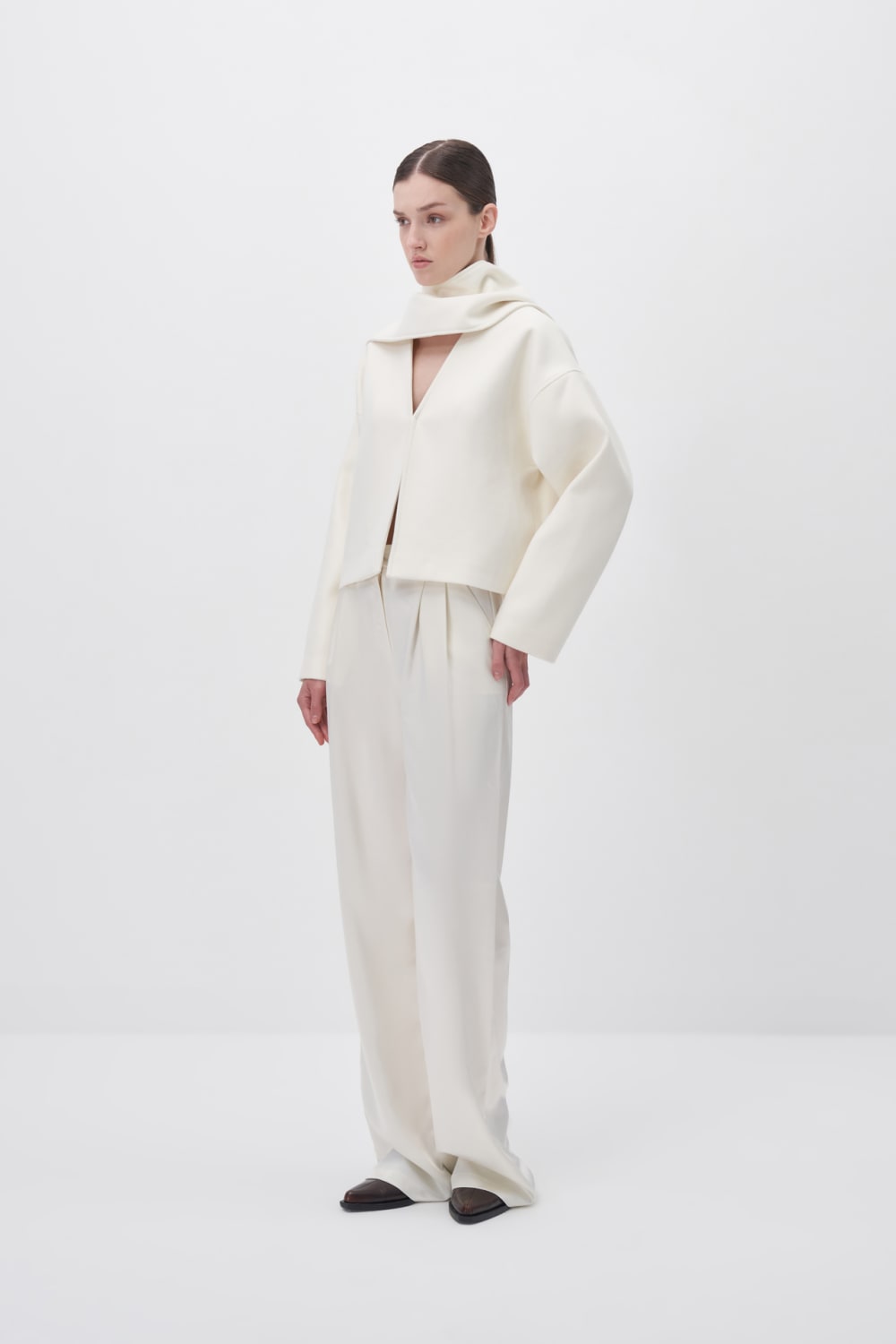 Wingcott-Ekru Şal Detaylı Kaşe Ceket-Ceket-2-Milagron.com