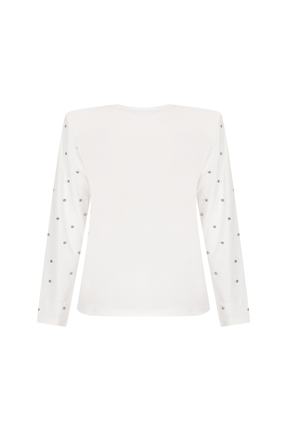 Wingcott-Ekru Taş İşlemeli Vatkalı Uzun Kollu Tişört-T-Shirts-2-Milagron.com