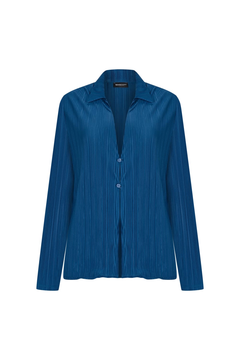 Wingcott-Örme Çift Düğmeli V Yaka Gömlek-Gömlek-1-Milagron.com