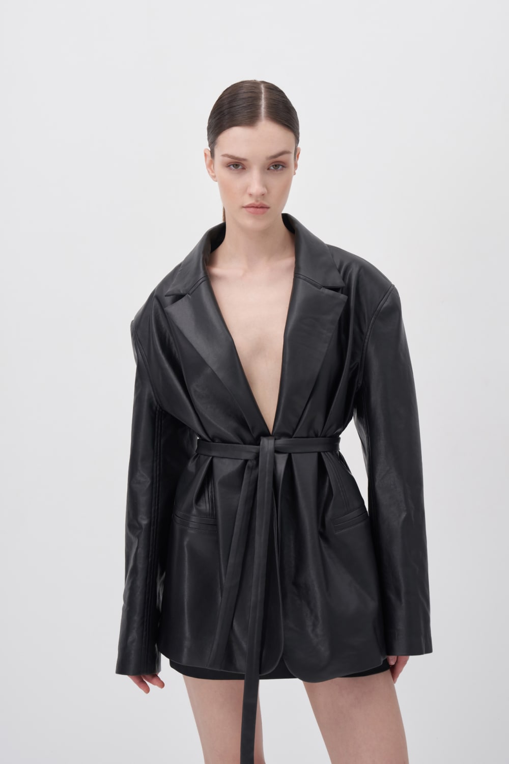 Wingcott-Oversize Kemer Detaylı Deri Ceket-Deri Mont-2-Milagron.com