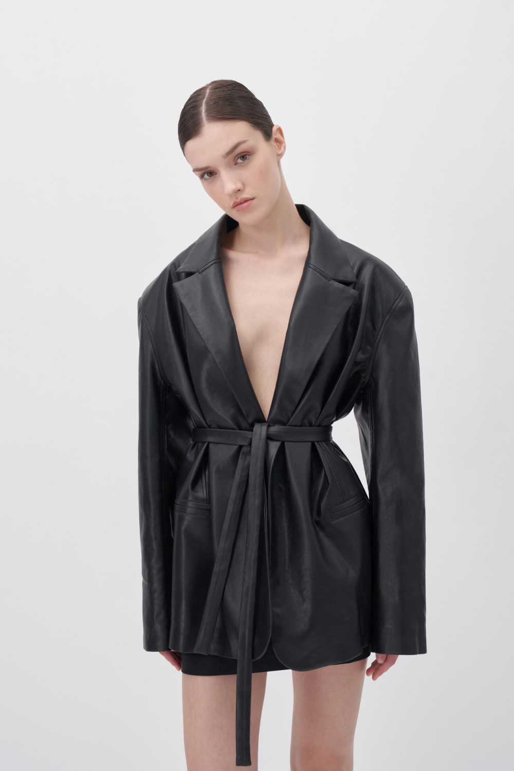 Wingcott-Oversize Kemer Detaylı Deri Ceket-Deri Mont-3-Milagron.com