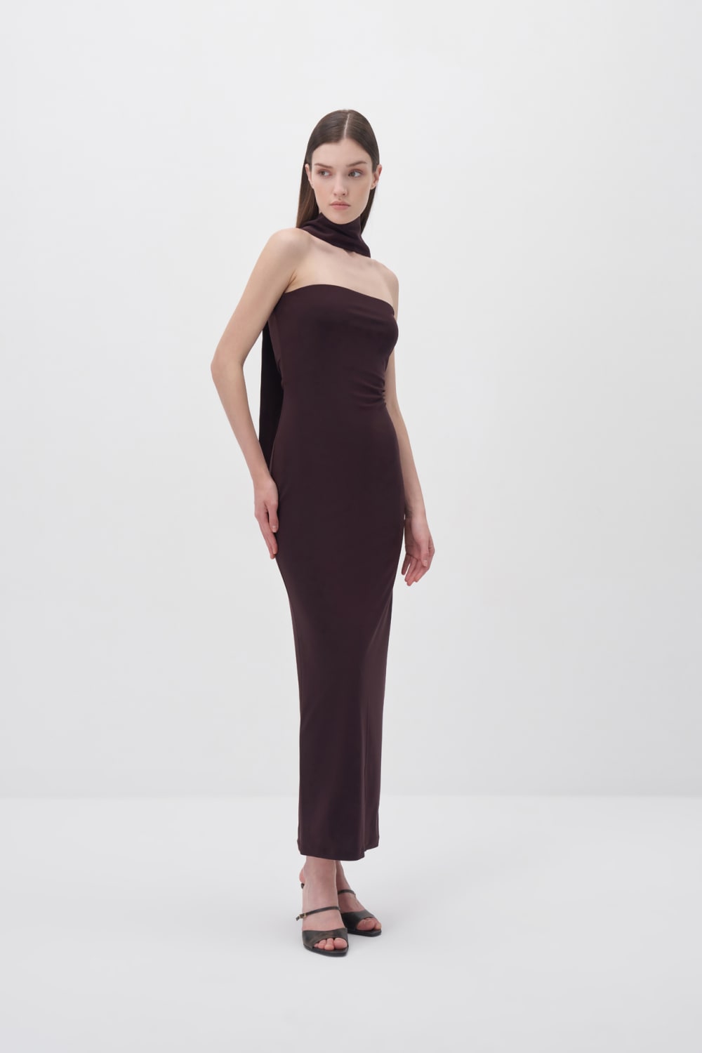 Wingcott-Şal Detaylı Strech Maxi Elbise-Elbise-4-Milagron.com