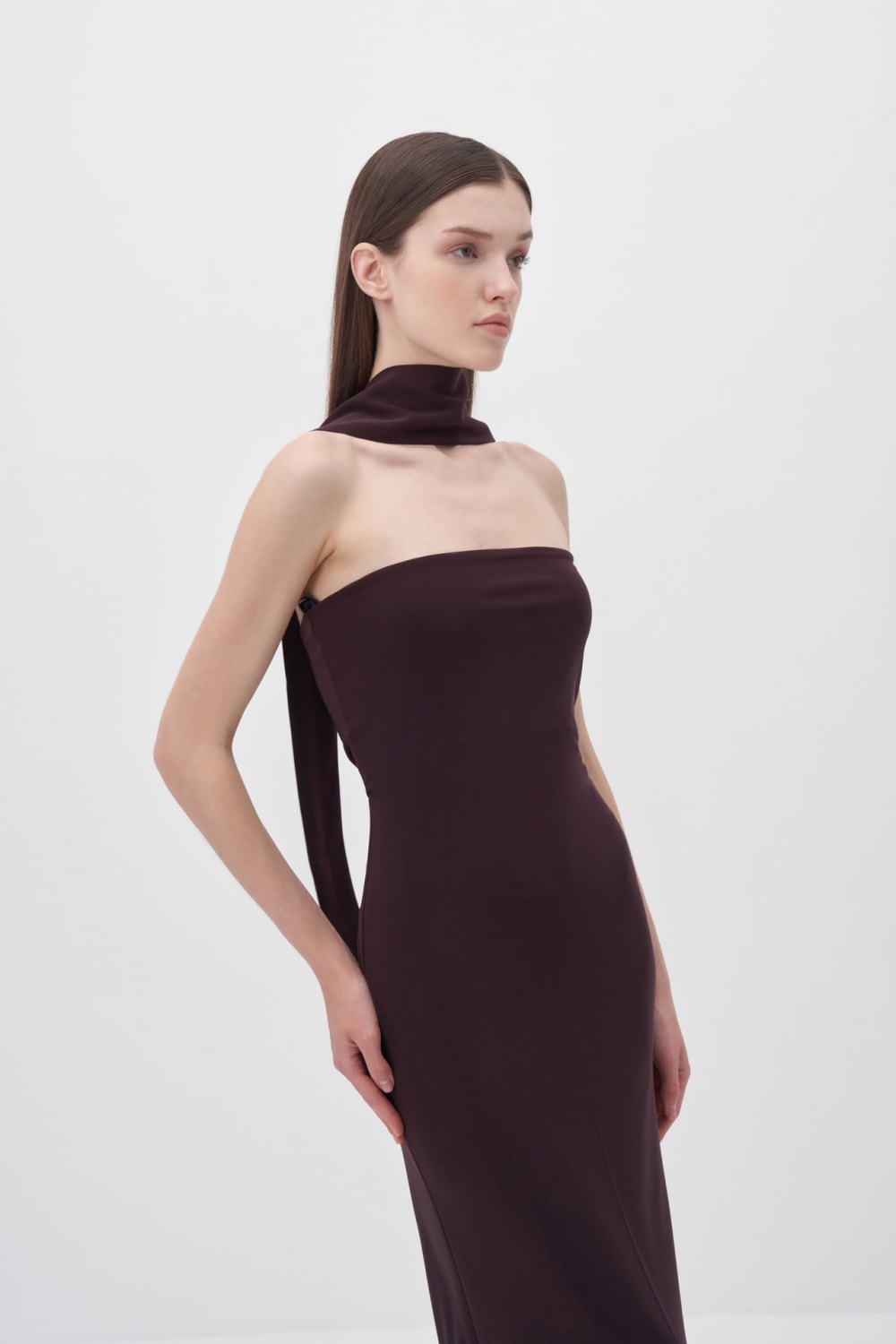 Wingcott-Şal Detaylı Strech Maxi Elbise-Elbise-6-Milagron.com