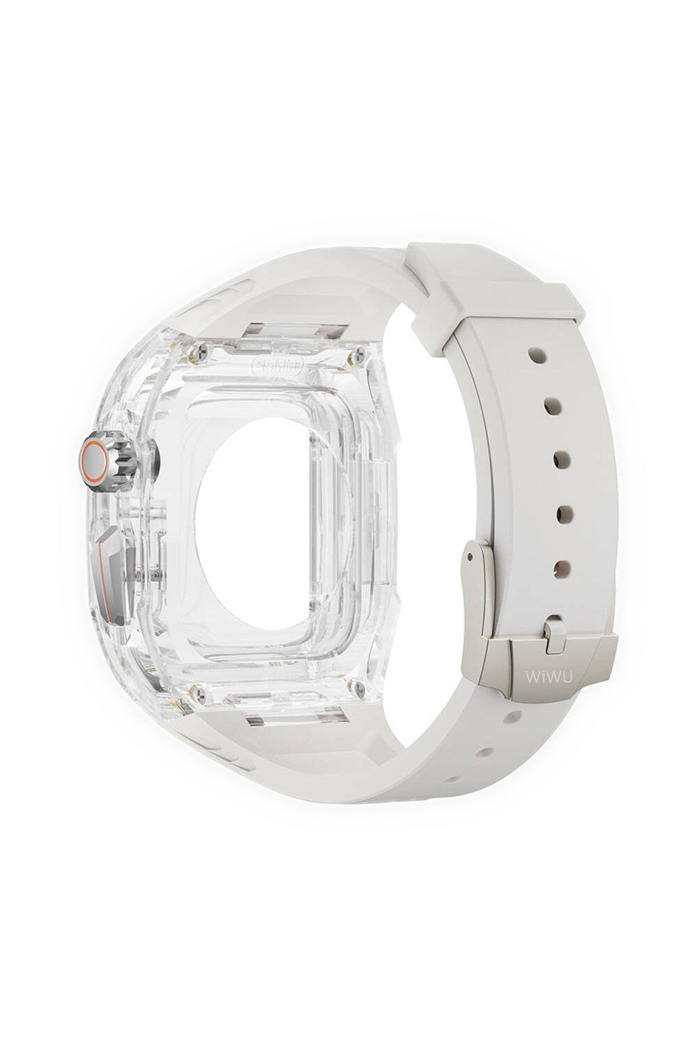 Apple Watch 44 Mm Uyumlu Şeffaf Kasa Koruyuculu Kauçuk Kordon - 3