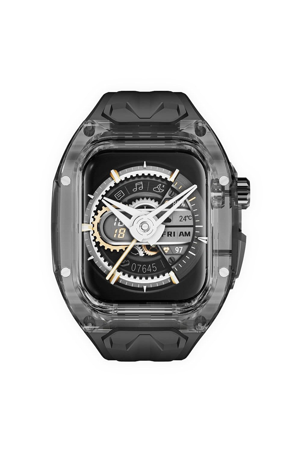Apple Watch 44 Mm Uyumlu Şeffaf Kasa Koruyuculu Kauçuk Kordon - 5