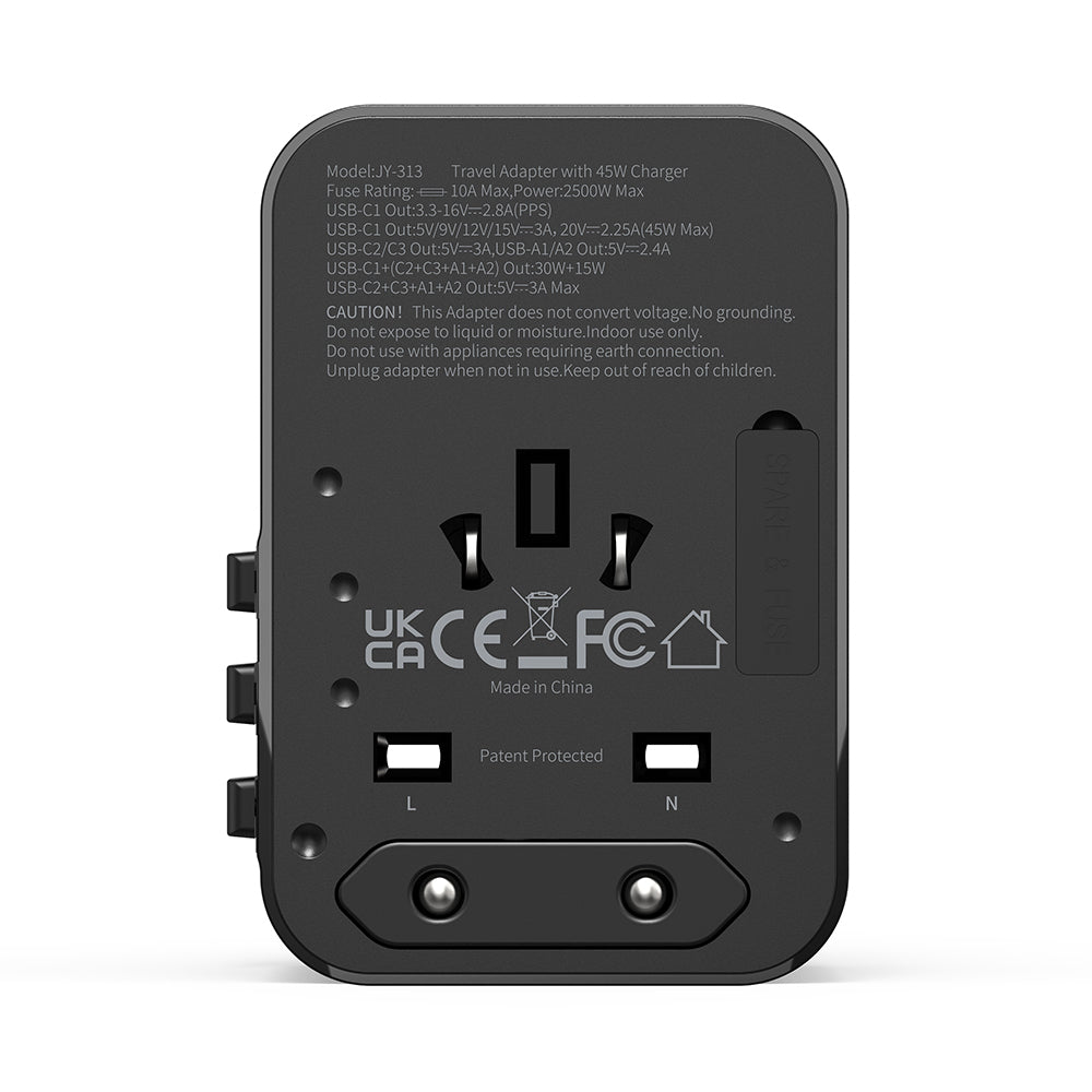 Wi-Ua006 Tr/Us/Uk/Au/Eu Uyumlu 2500W 45W Gan Universal Seyahat Adaptörü