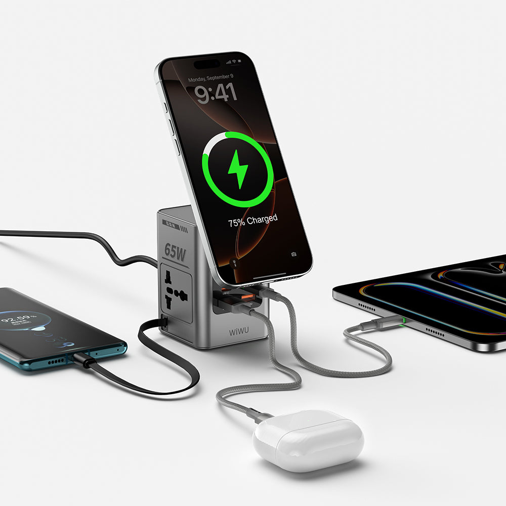 Wi-W040 Gan 65W 8In1 Telefon & Saat & Kulaklık Şarj İStasyonu