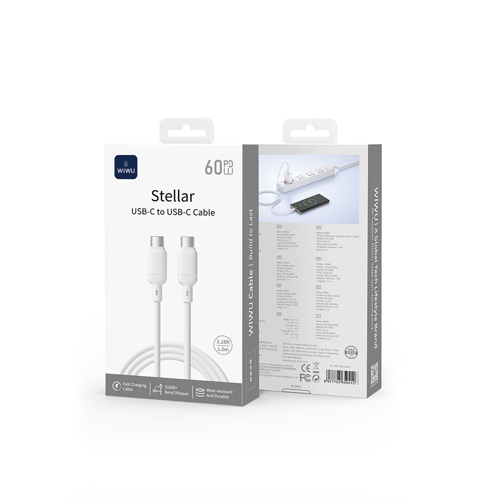Wi-C090 Stellar Type-C To Type-C 60W Pd Hızlı Şarj Kablosu 1M