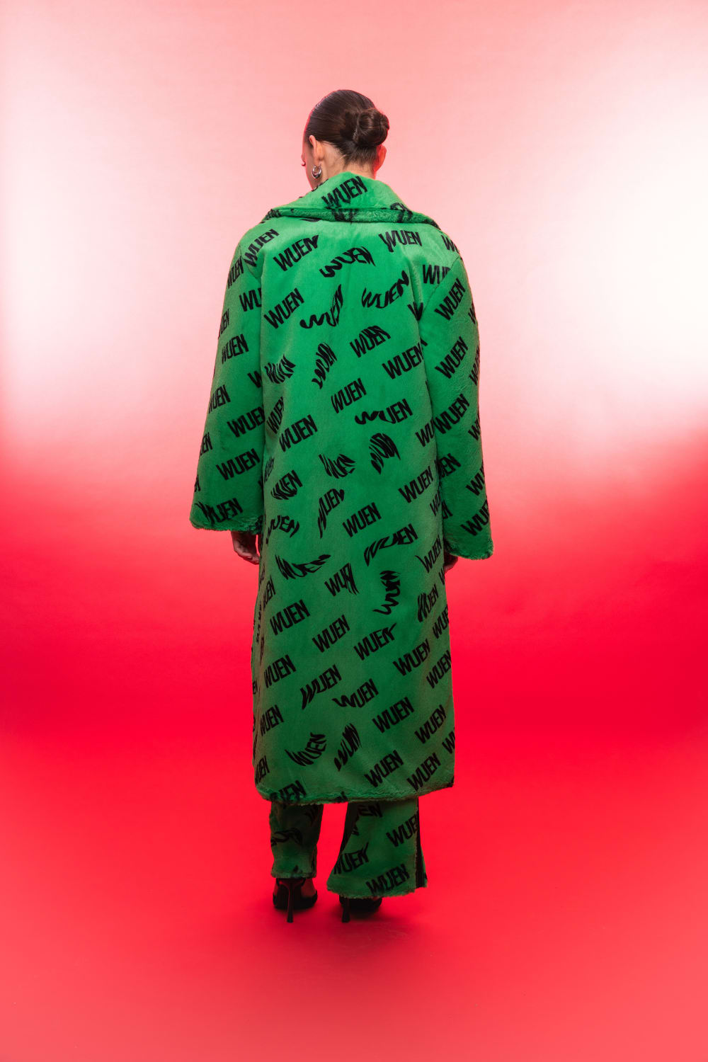 Wuen İstanbul-Wuen Green Long Fur Coat-Kaban-2-Milagron.com