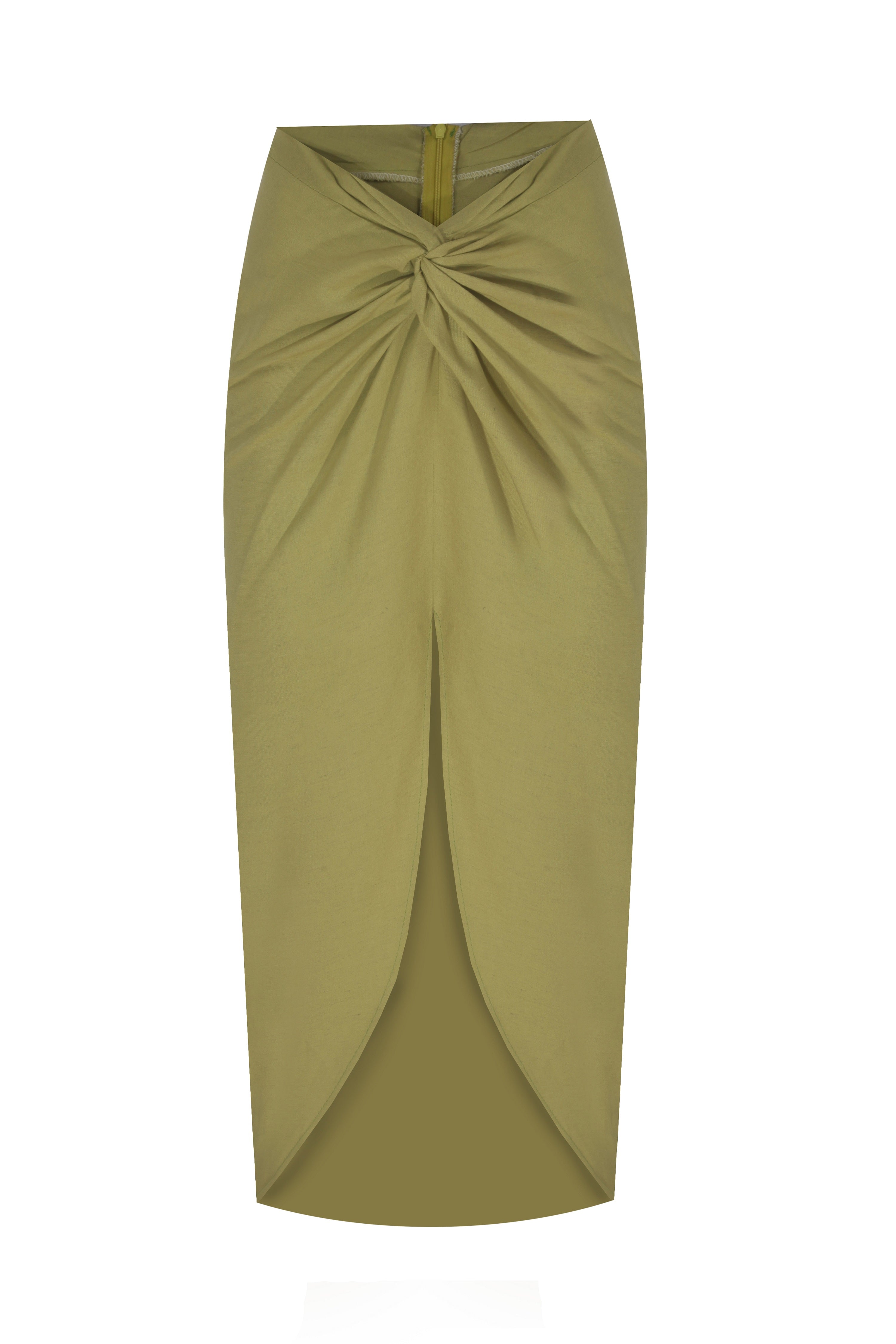 Yasemin Karagülle-Khaki Karmen Skirt-Etek-1-Milagron.com