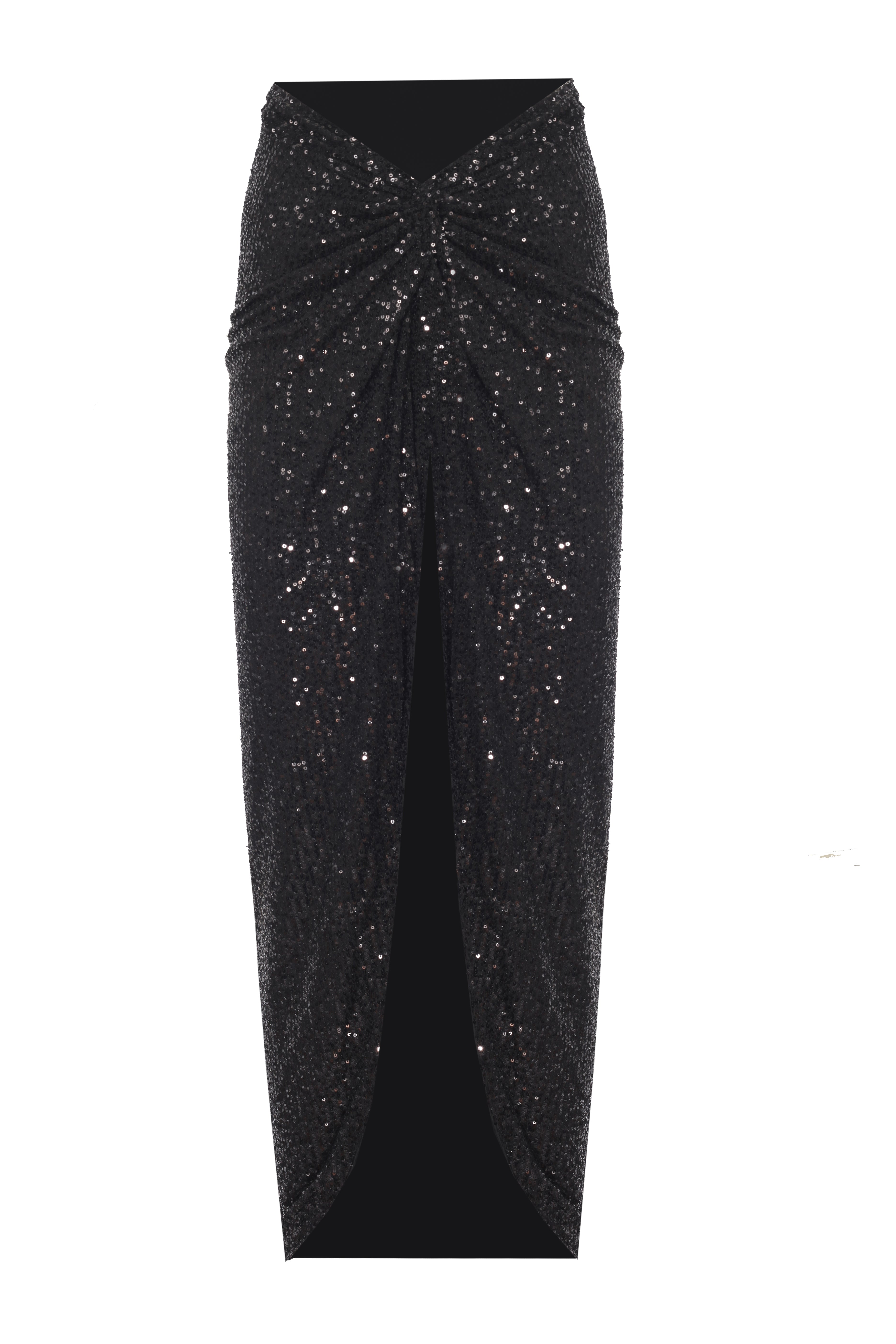 Yasemin Karagülle-Rowee Skirt Black Sequined-Etek-1-Milagron.com