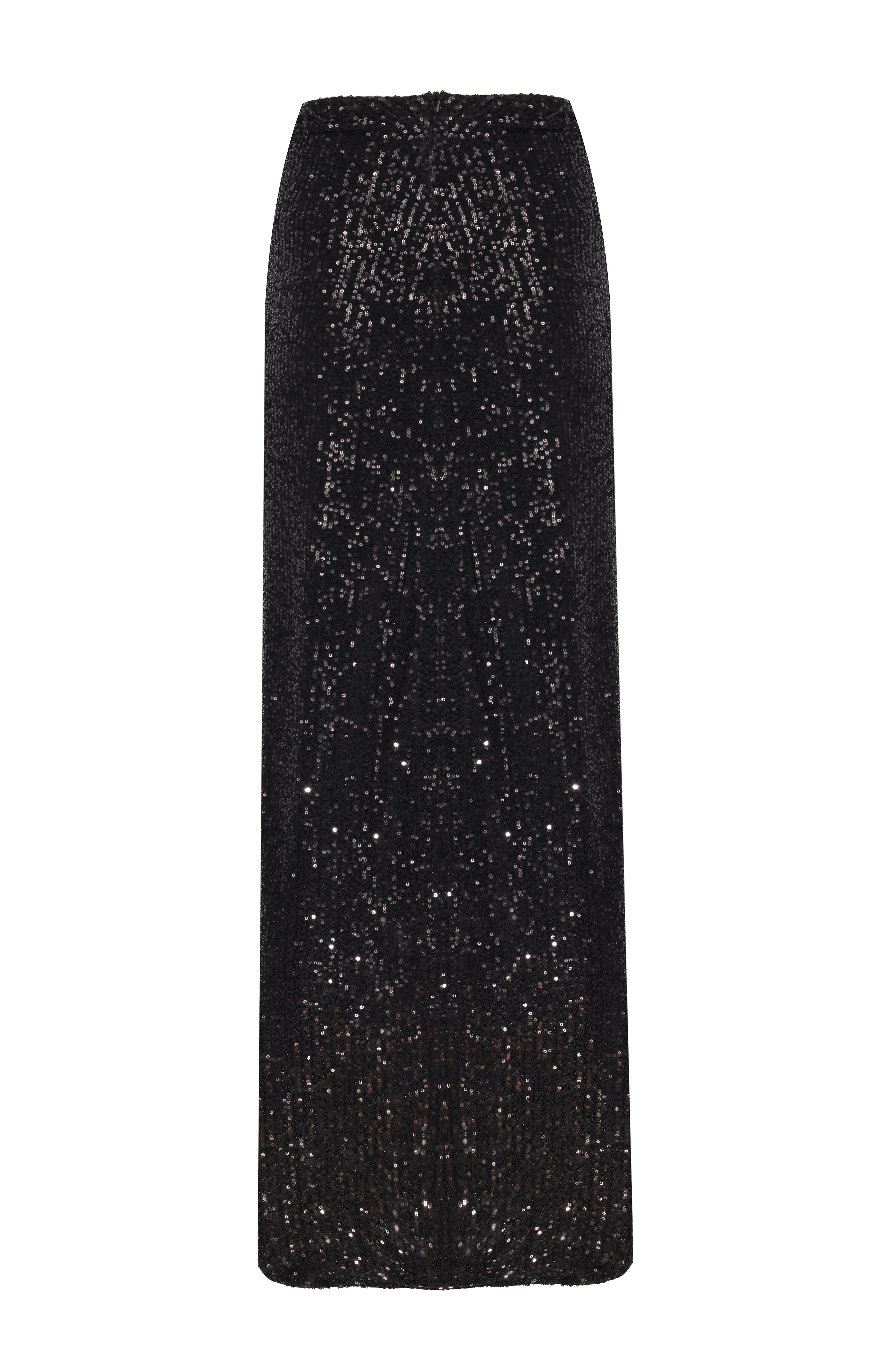 Yasemin Karagülle-Rowee Skirt Black Sequined-Etek-2-Milagron.com