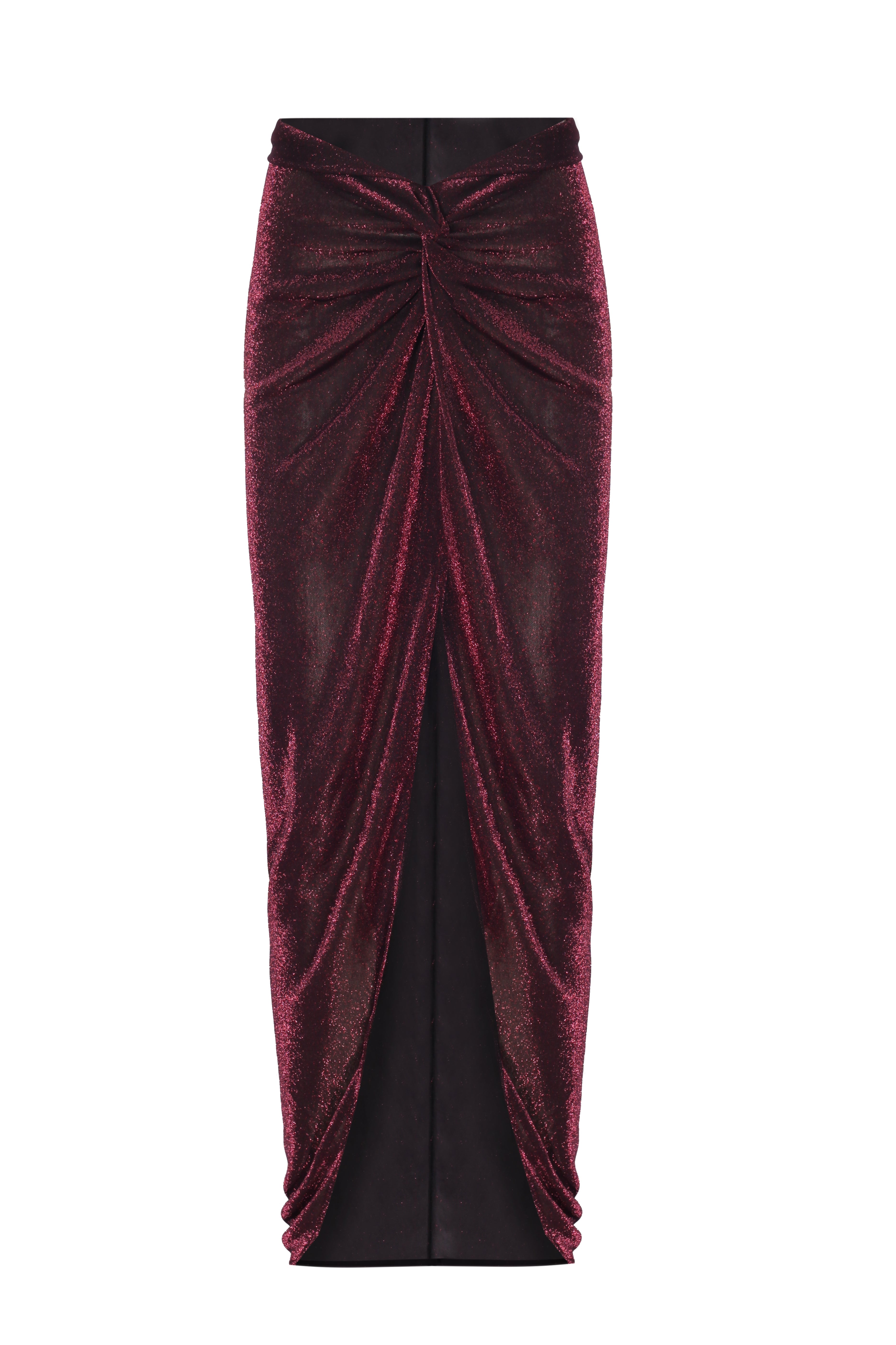 Yasemin Karagülle-Rowee Skirt Shiny Burgundy-Etek-1-Milagron.com
