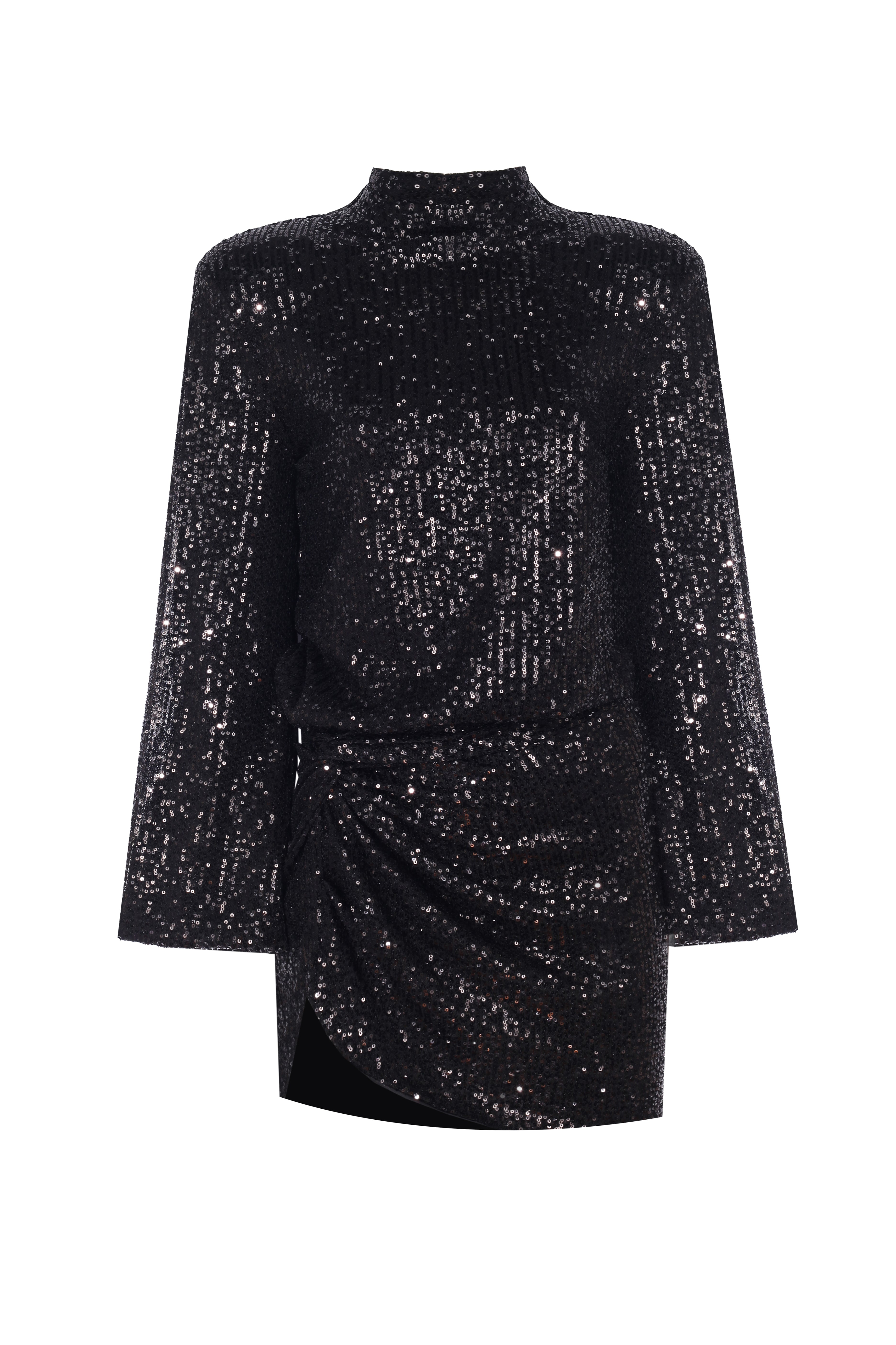 Yasemin Karagülle-Rowena Dress Black Sequined-Elbise-1-Milagron.com