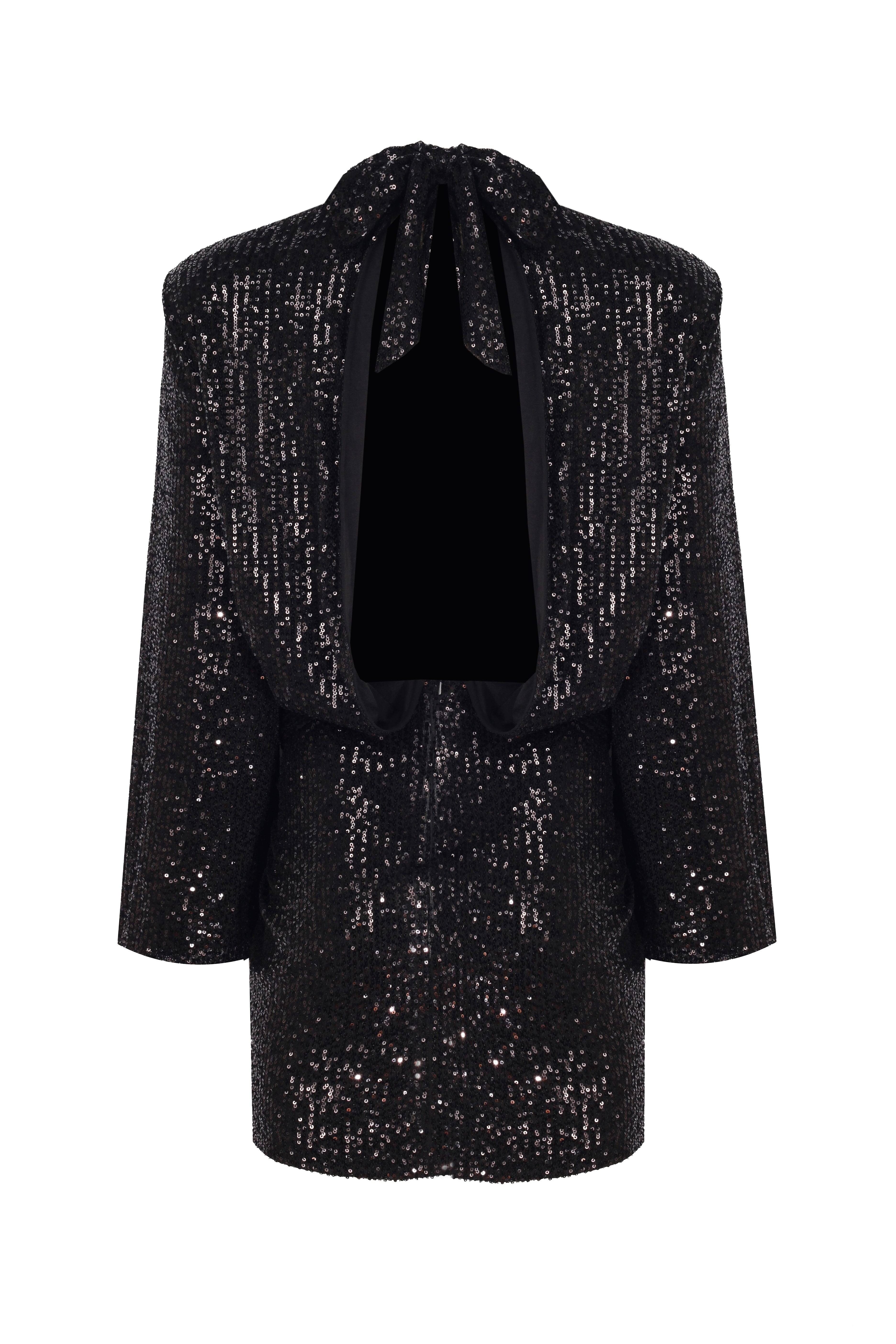 Yasemin Karagülle-Rowena Dress Black Sequined-Elbise-2-Milagron.com