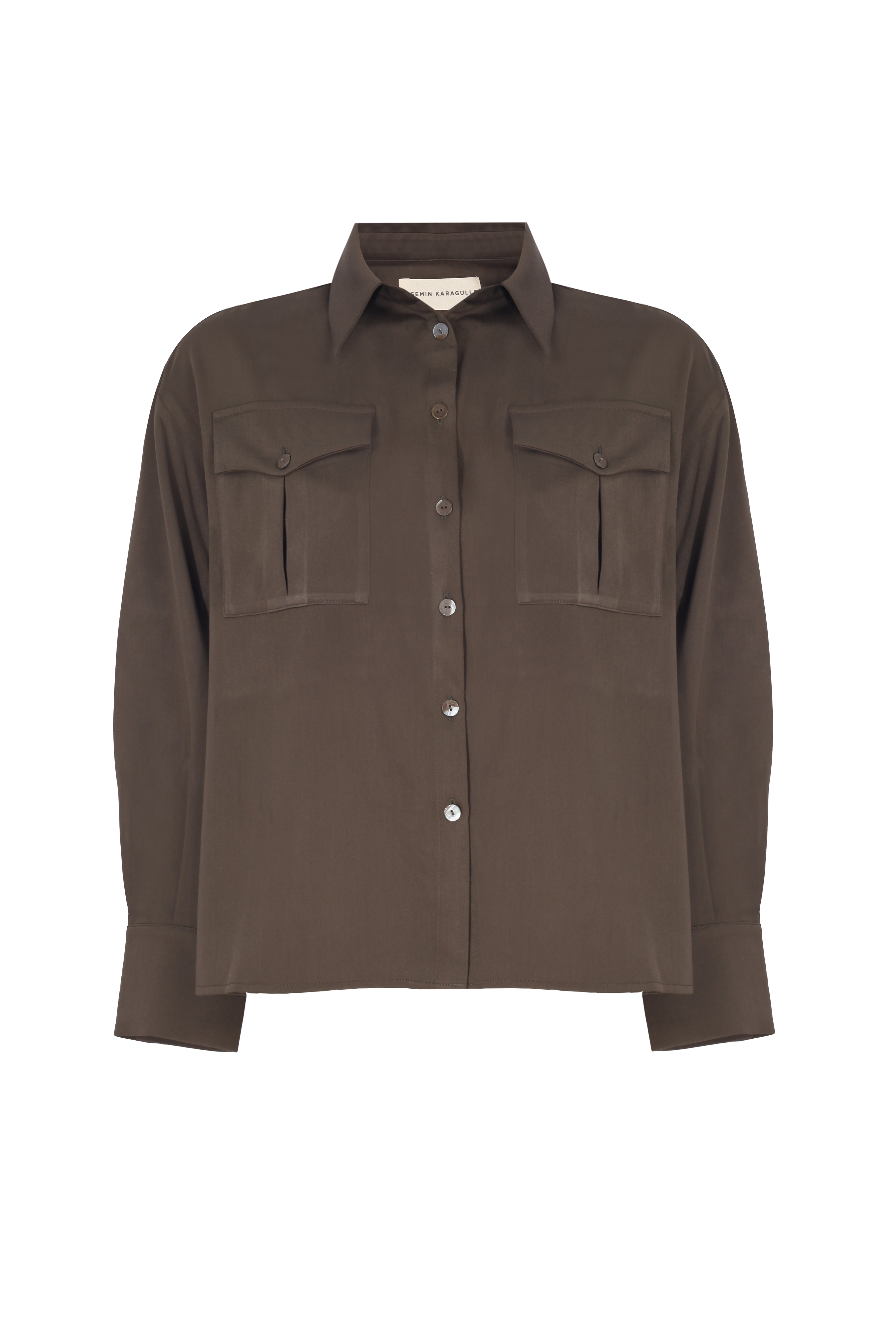 Yasemin Karagülle-Simone Shirt Dark Khaki-Gömlek-1-Milagron.com