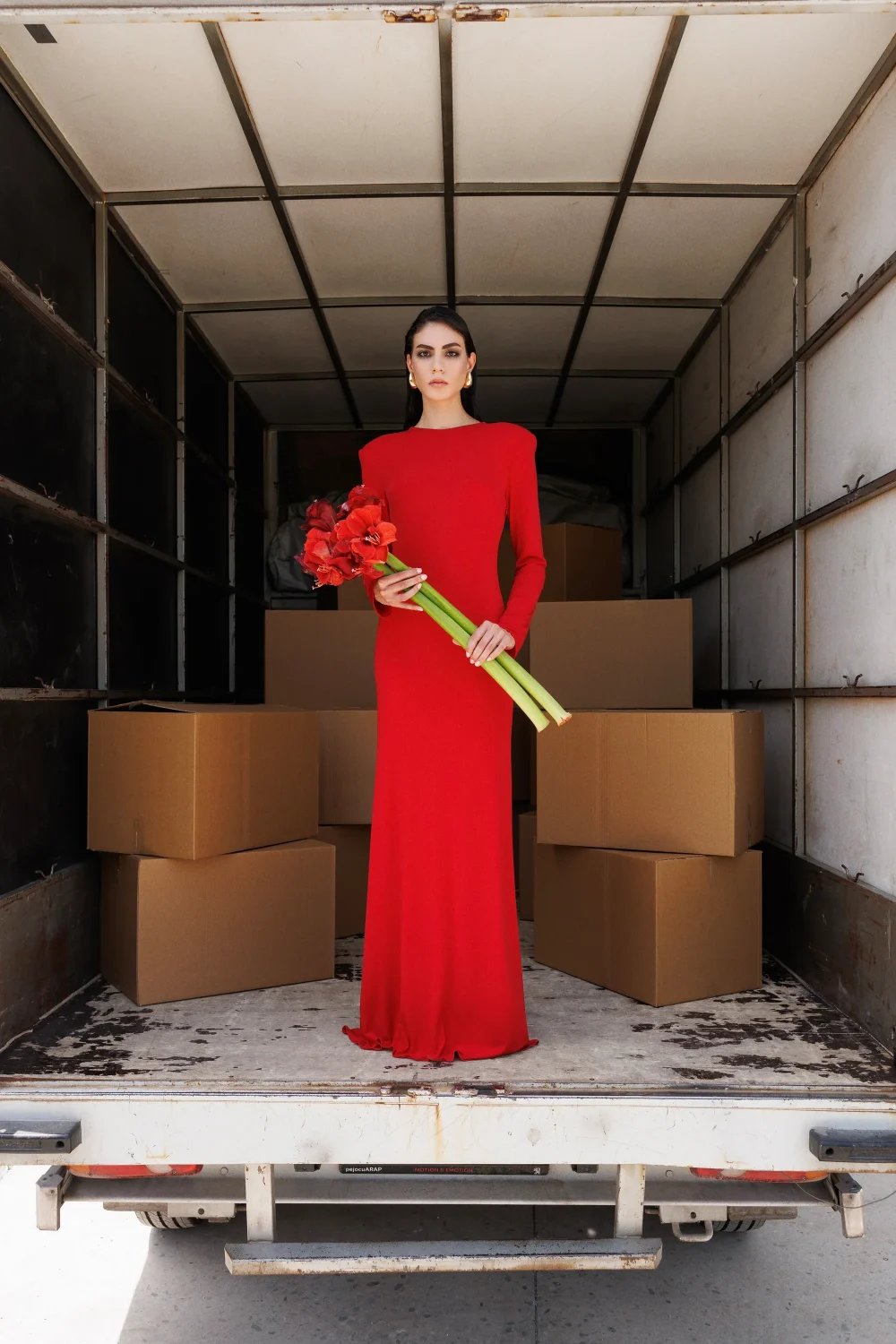 Yelda Alatekin-Bellatrix Red Maxi Dress-Elbise-1-Milagron.com