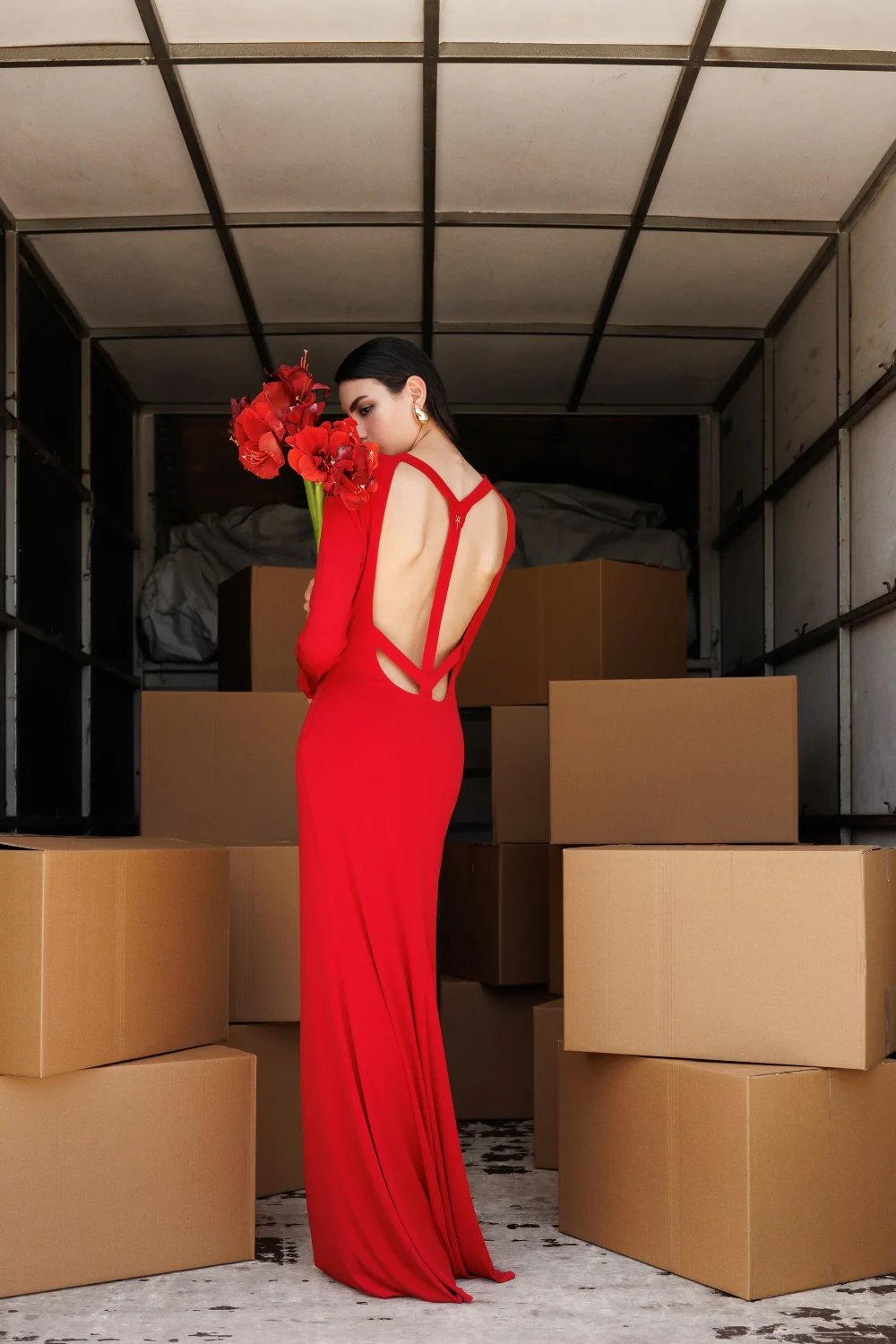 Yelda Alatekin-Bellatrix Red Maxi Dress-Elbise-2-Milagron.com