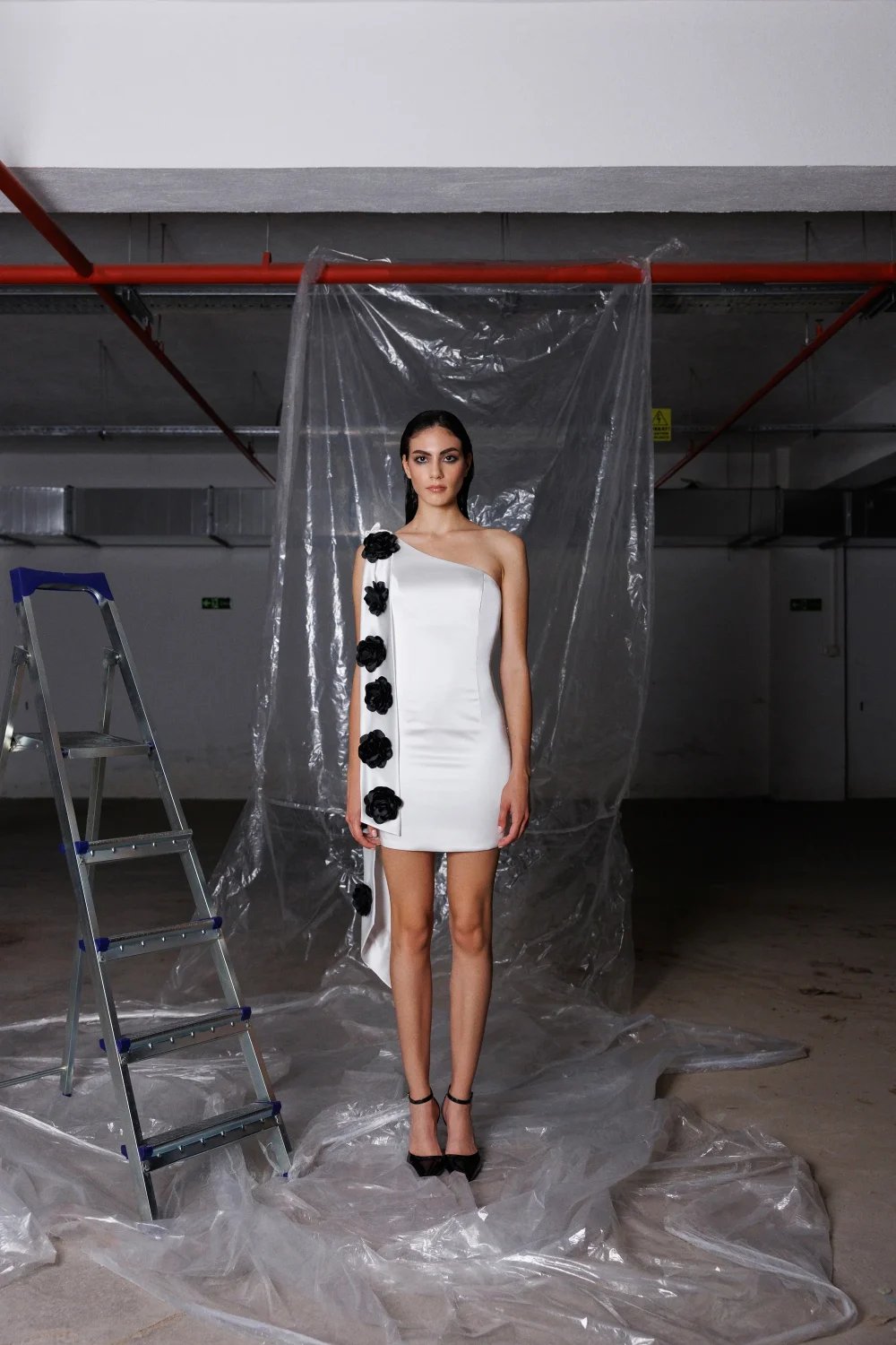 Yelda Alatekin-Mimosa White Mini Dress-Elbise-1-Milagron.com