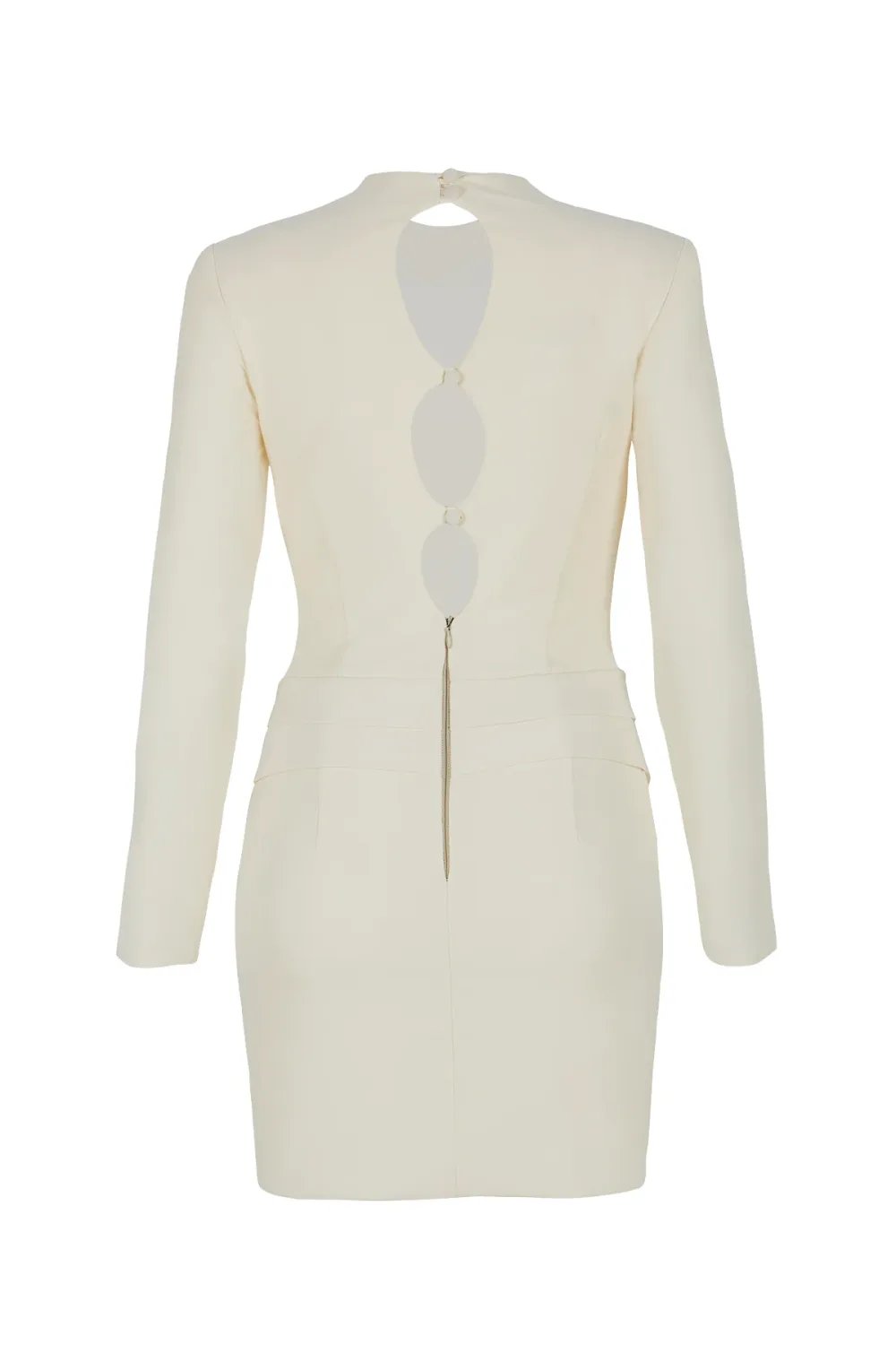 Yelda Alatekin-Ursa Ecru Mini Dress-Elbise-5-Milagron.com