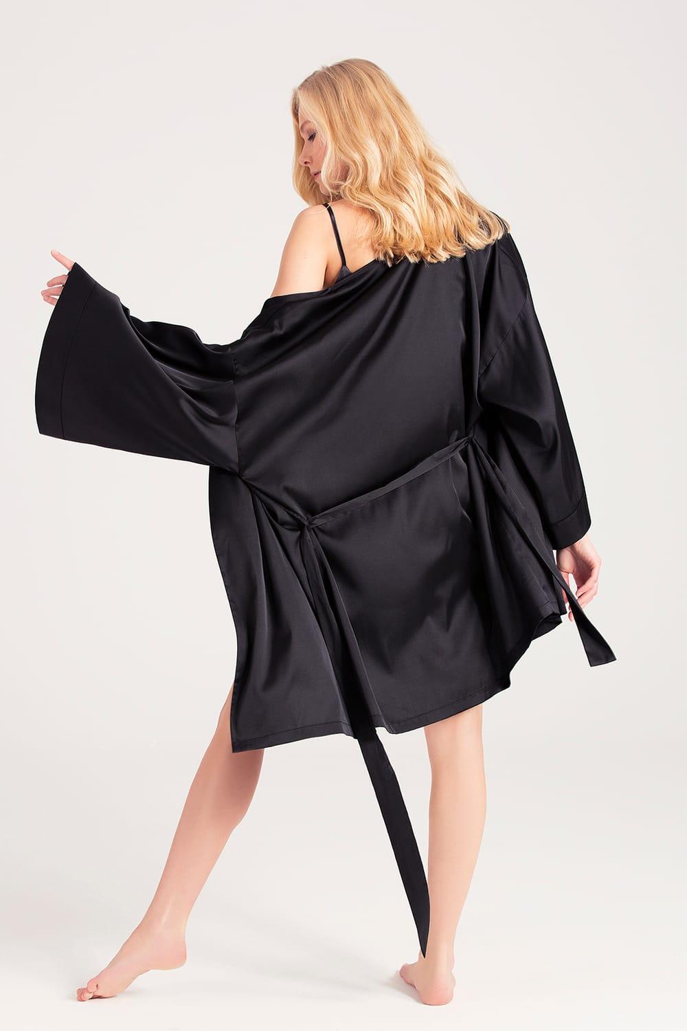 Zau-%100 İpek Sabahlık Siyah-Sabahlık-3-Milagron.com