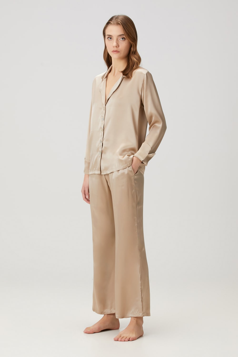 Zau-Vizon %100 İpek Kadın Pijama Takımı-Pijama Takımı-2-Milagron.com