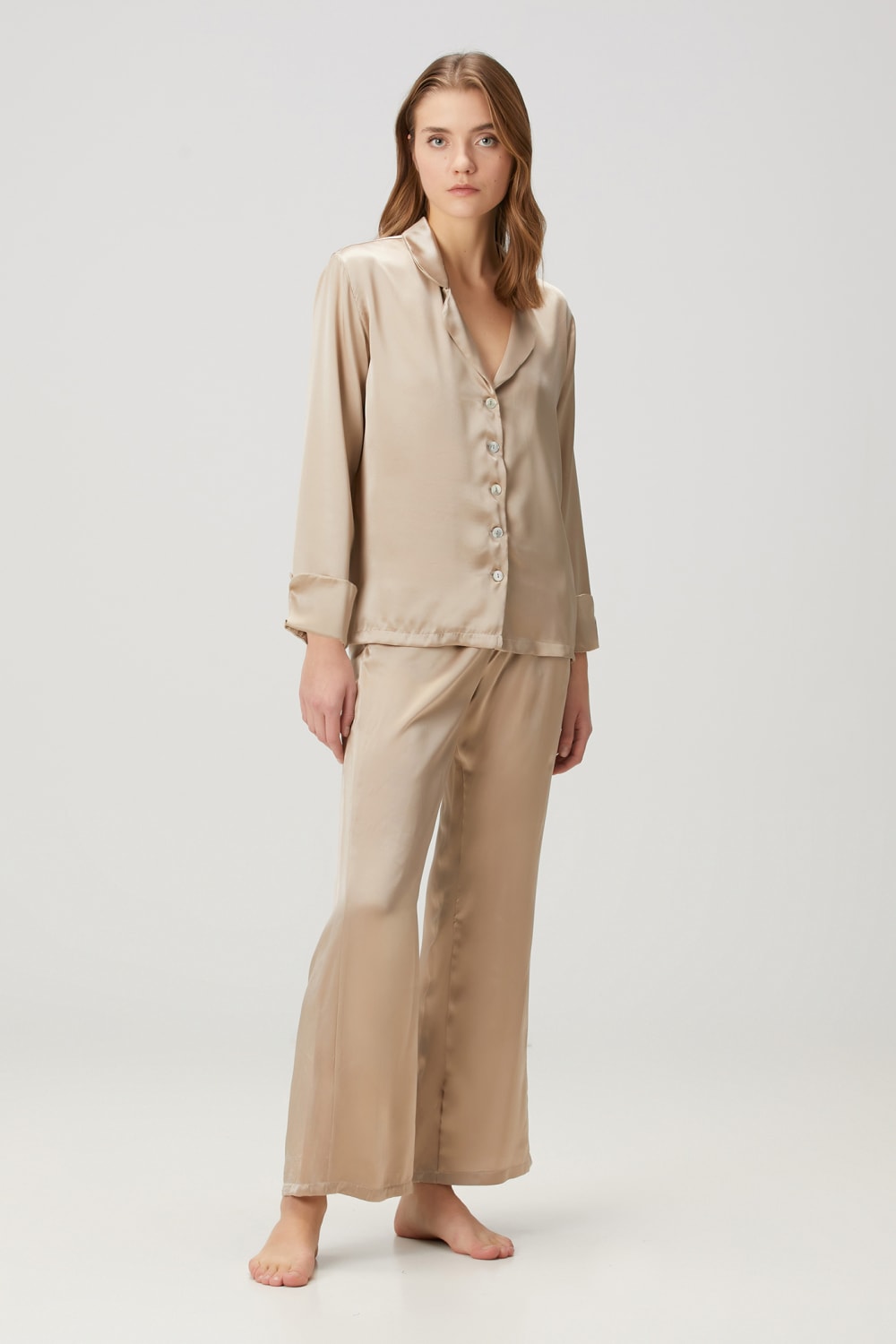 Zau-Vizon %100 İpek Kadın Pijama Takımı-Pijama Takımı-3-Milagron.com