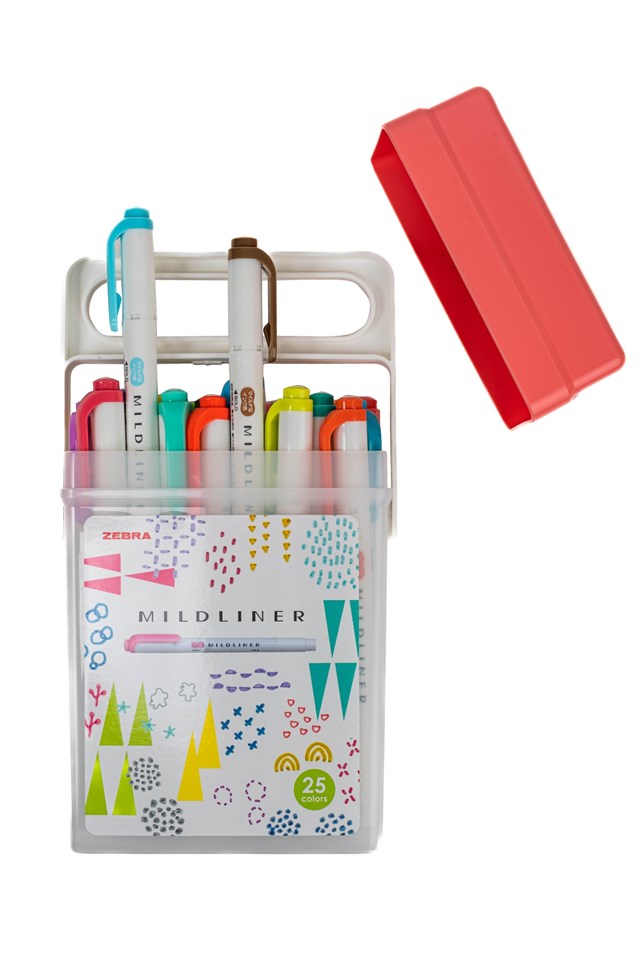 Zebra Mildliner Z Box 25'Li Çift Uçlu Fosforlu İŞaretleme Kalemi Plastik Çantalı Set / Wkt7-25C-Zbox