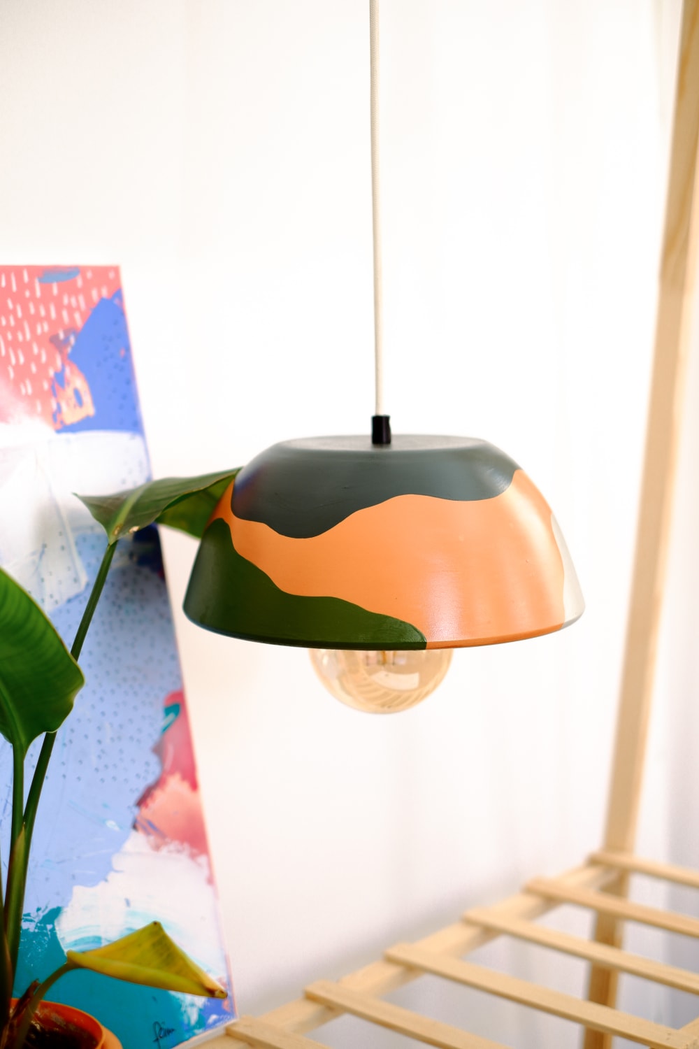 Zef Design-Temnos - Terracotta Yeşil Avize , Beyaz Kablo-Avize-4-Milagron.com