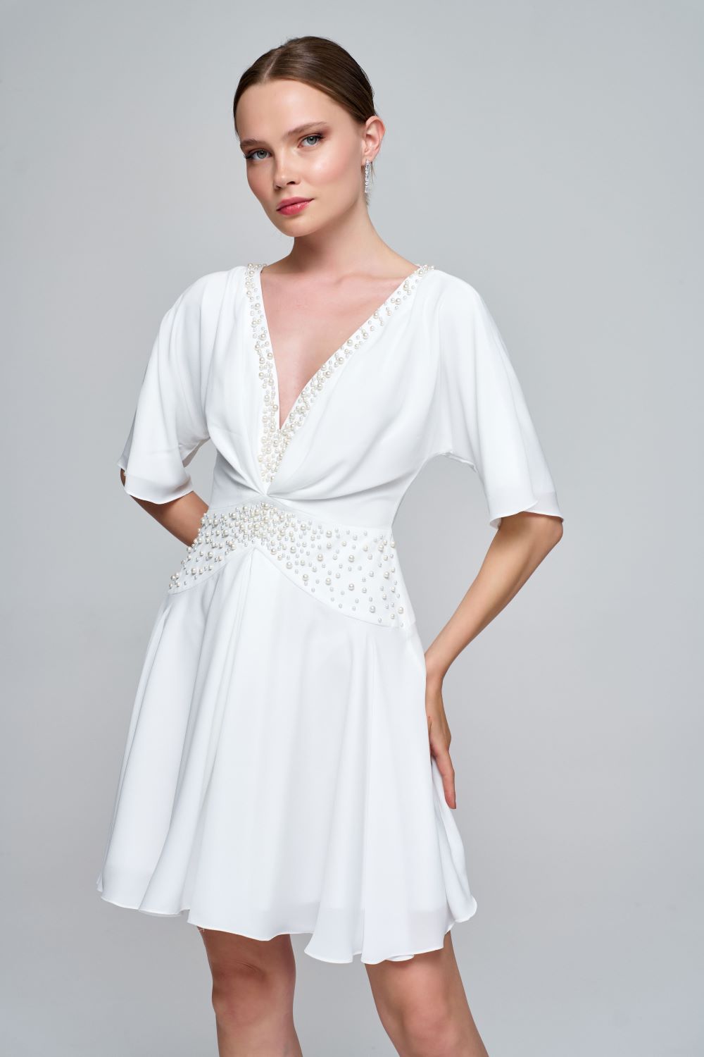 Zeynep Kaya-İnci Korsajlı Kloş Elbise-Elbise-1-Milagron.com