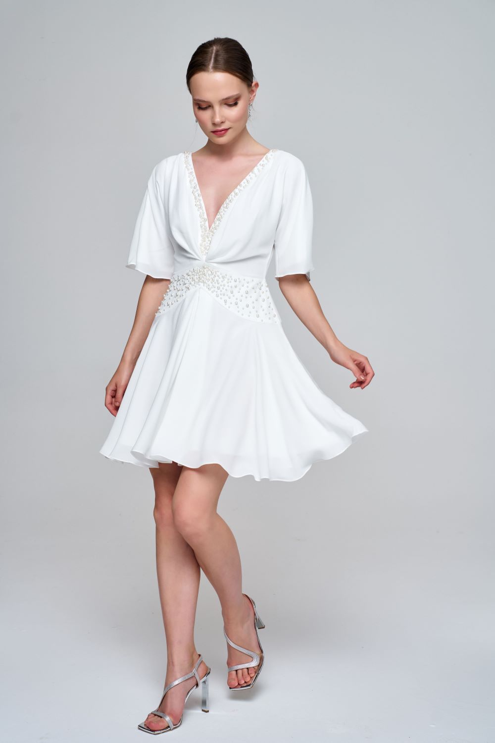 Zeynep Kaya-İnci Korsajlı Kloş Elbise-Elbise-3-Milagron.com