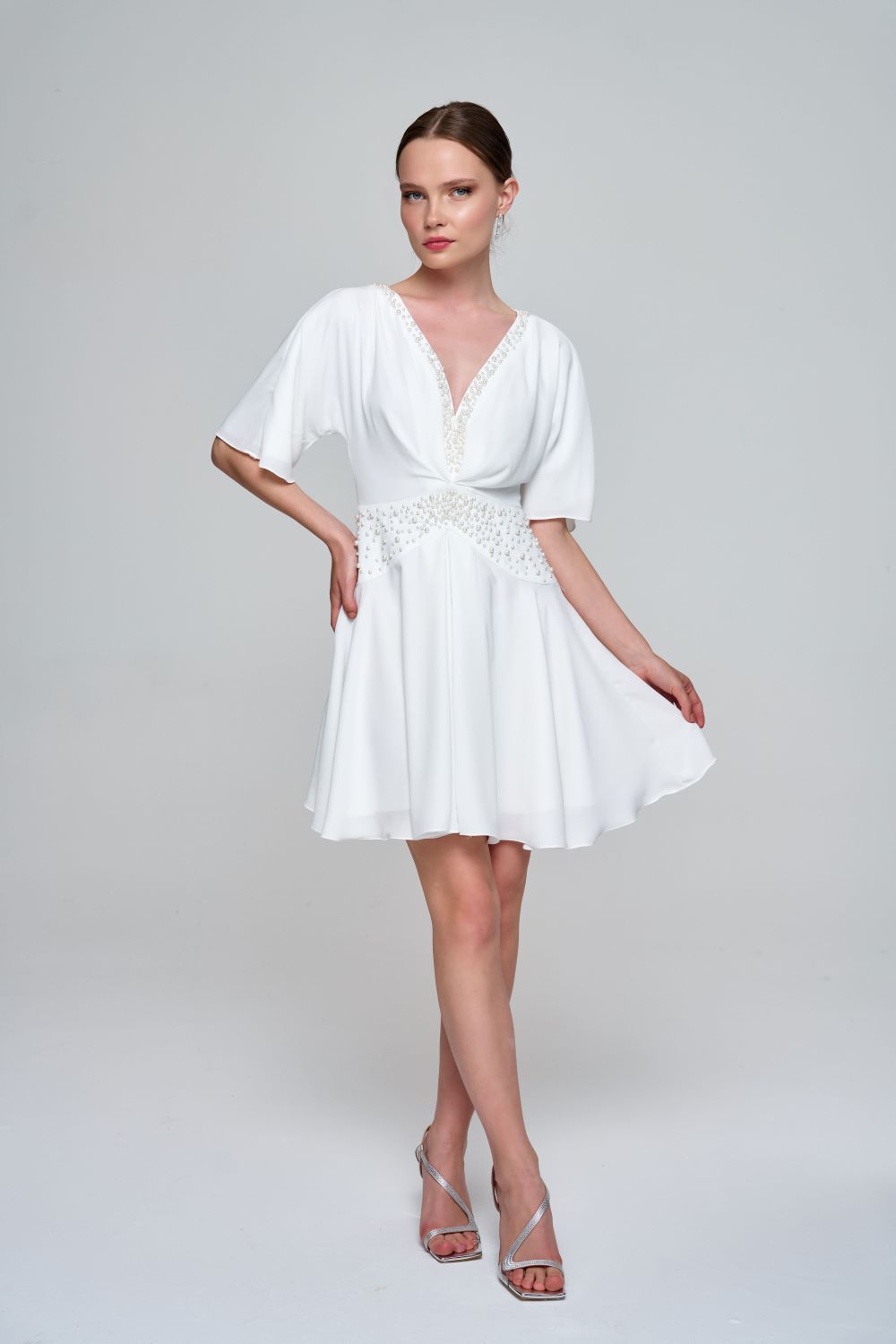 Zeynep Kaya-İnci Korsajlı Kloş Elbise-Elbise-4-Milagron.com