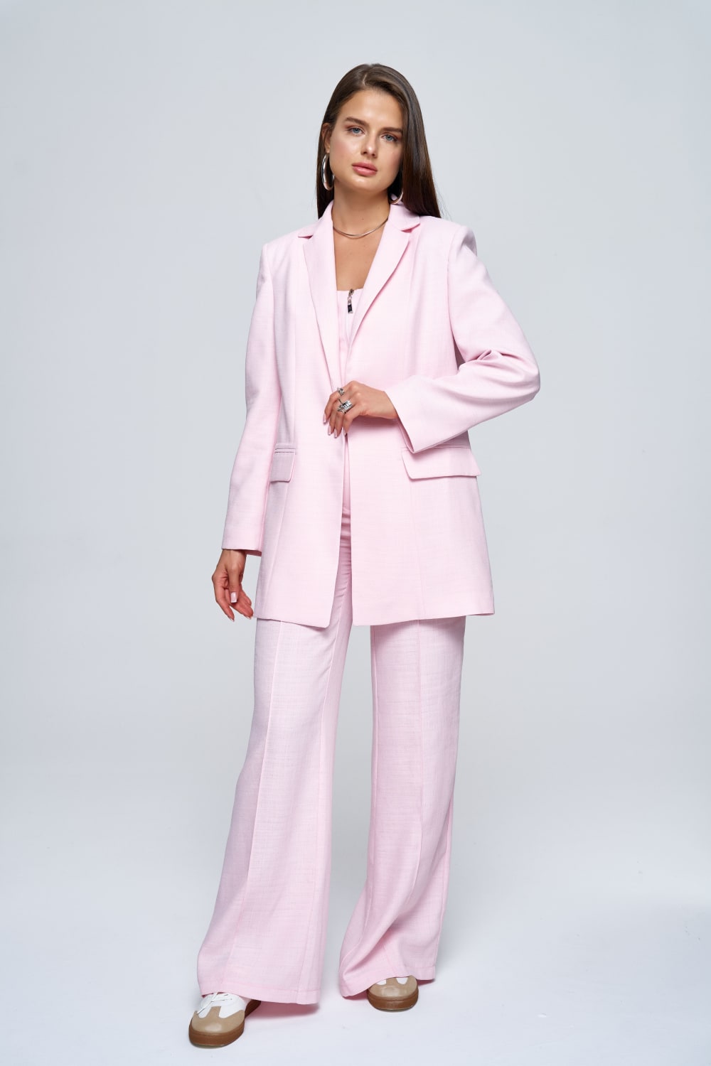 Zeynep Kaya-Keten Cep Kapaklı Pembe Blazer Ceket-Ceket-1-Milagron.com