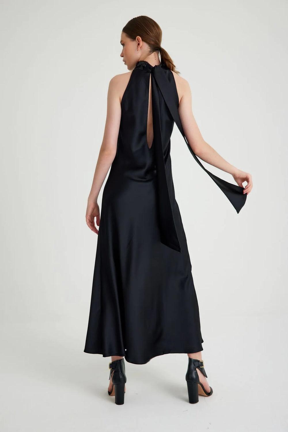 Zeynep Mayruk-Swan Dress Black-Elbise-3-Milagron.com