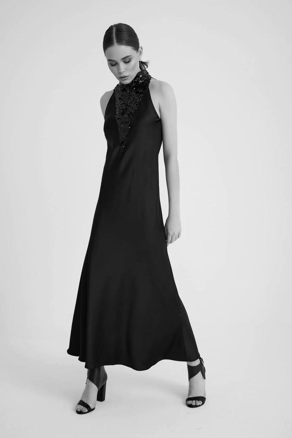 Zeynep Mayruk-Swan Dress Black-Elbise-5-Milagron.com