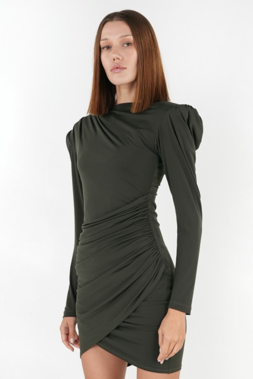 Zhiva-Alyssa Dress In Khaki-Elbise-1-Milagron.com
