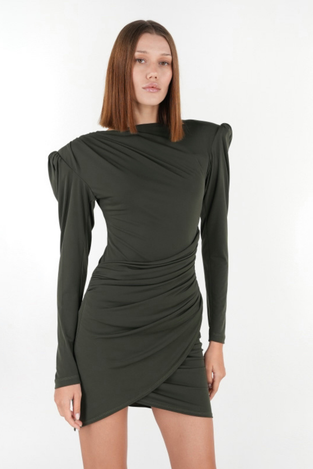 Zhiva-Alyssa Dress In Khaki-Elbise-3-Milagron.com