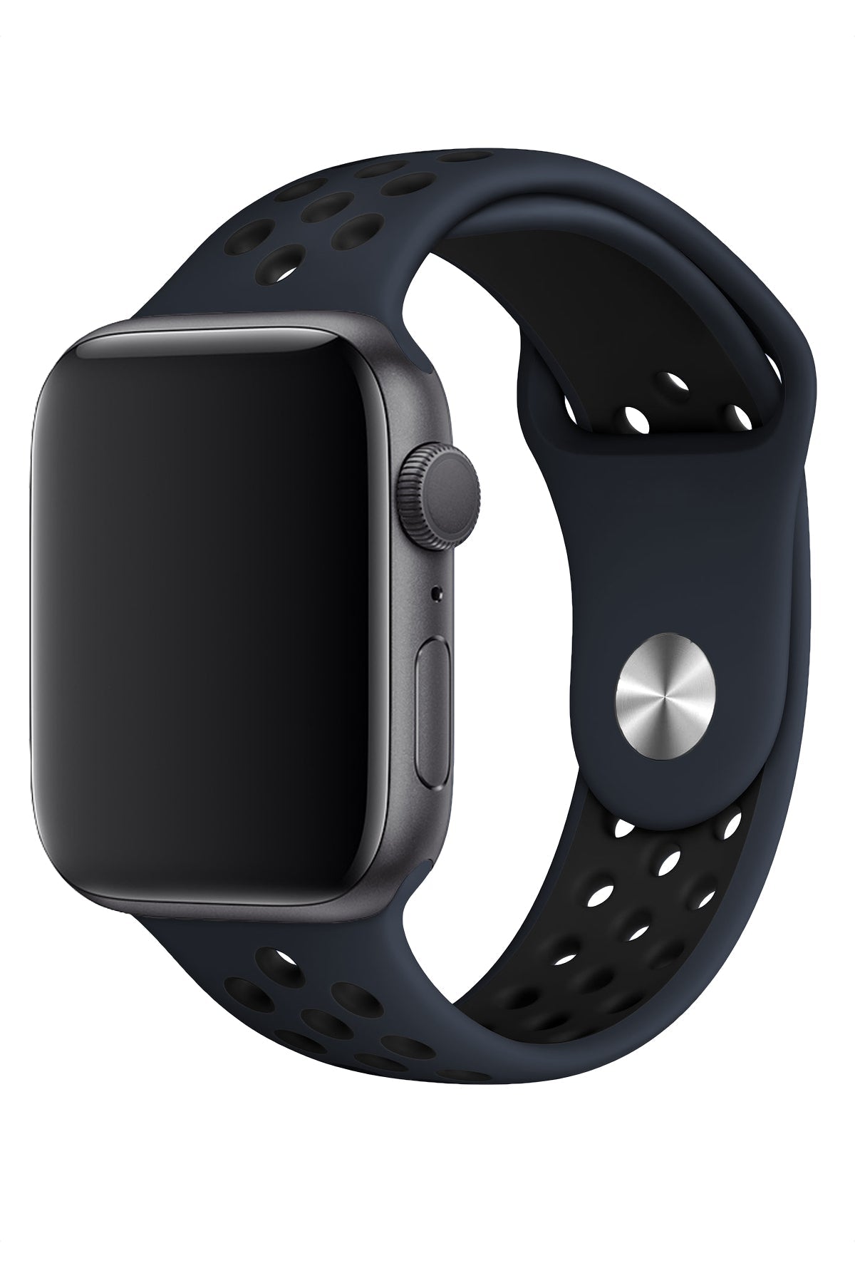 Apple Watch Uyumlu Silikon Delikli Spor Kordon Lacivert Siyah