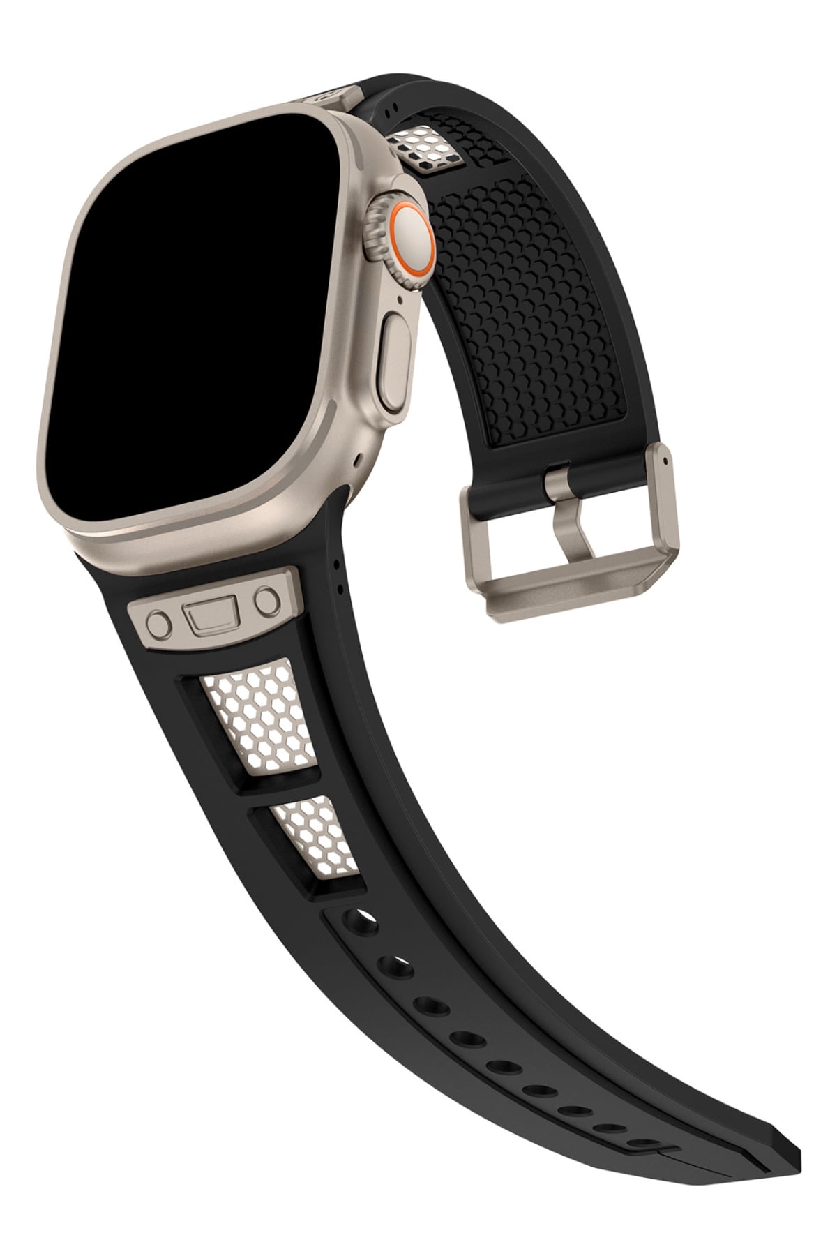 Apple Watch Uyumlu Hexagon Loop Silikon Kordon Siyah