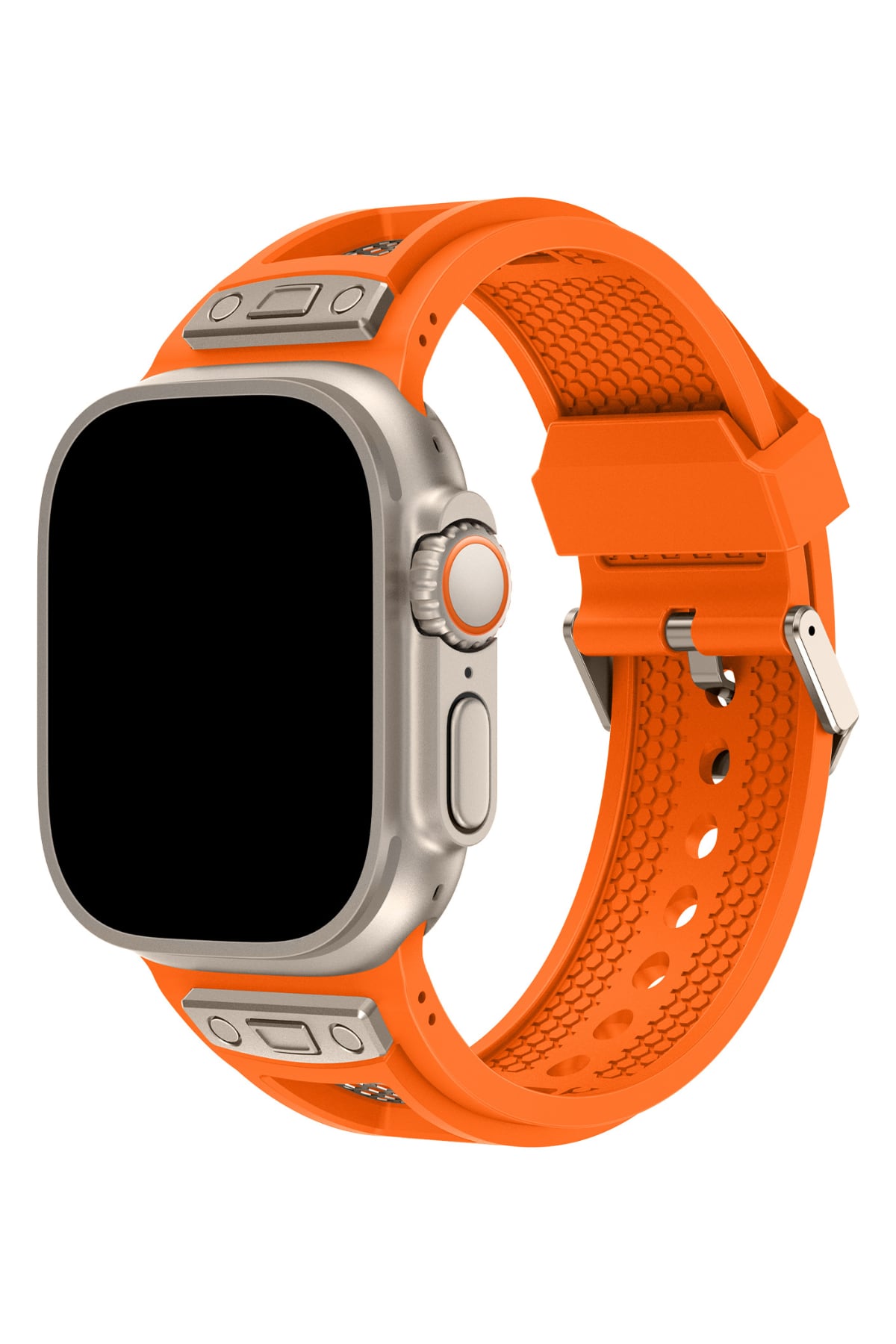 Apple Watch Uyumlu Hexagon Loop Silikon Kordon Turuncu