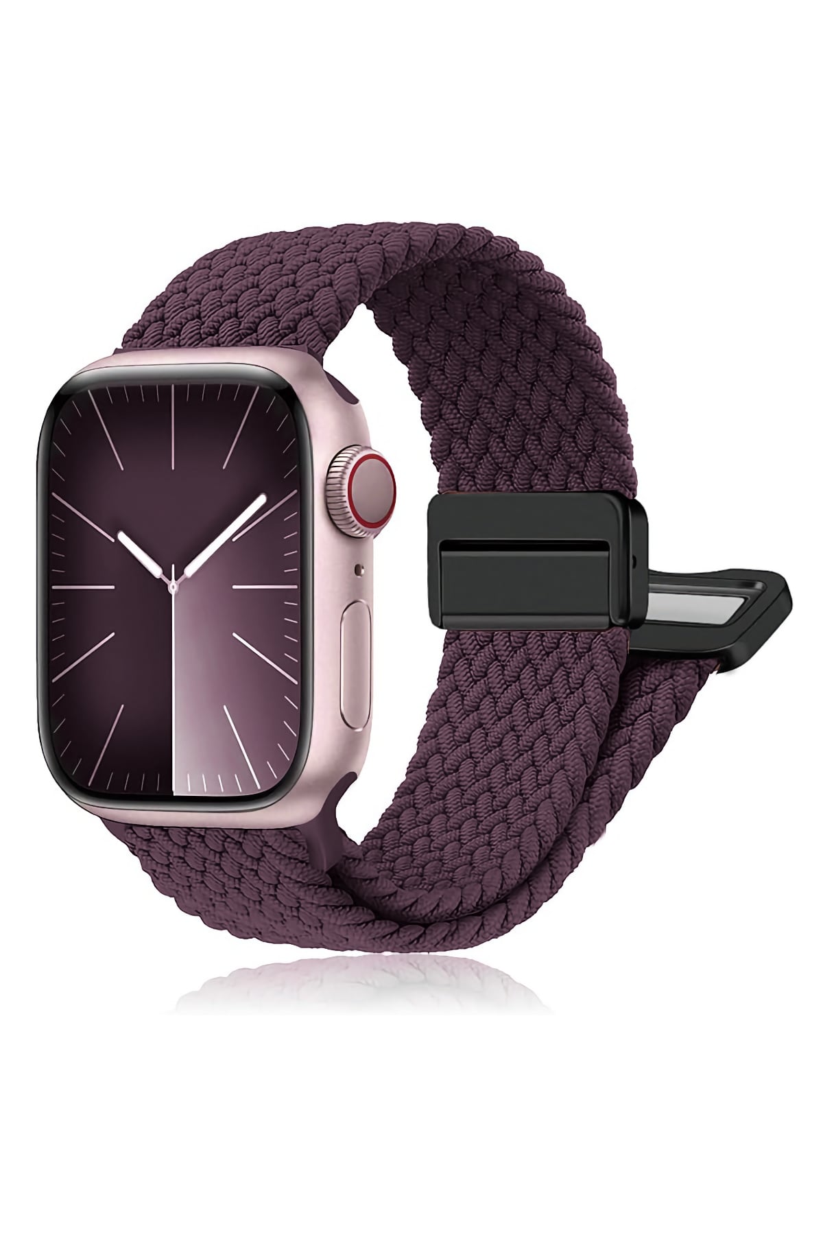 Apple Watch Uyumlu Manyetik Tokalı Örgü Loop Kordon Velvet Cabernet