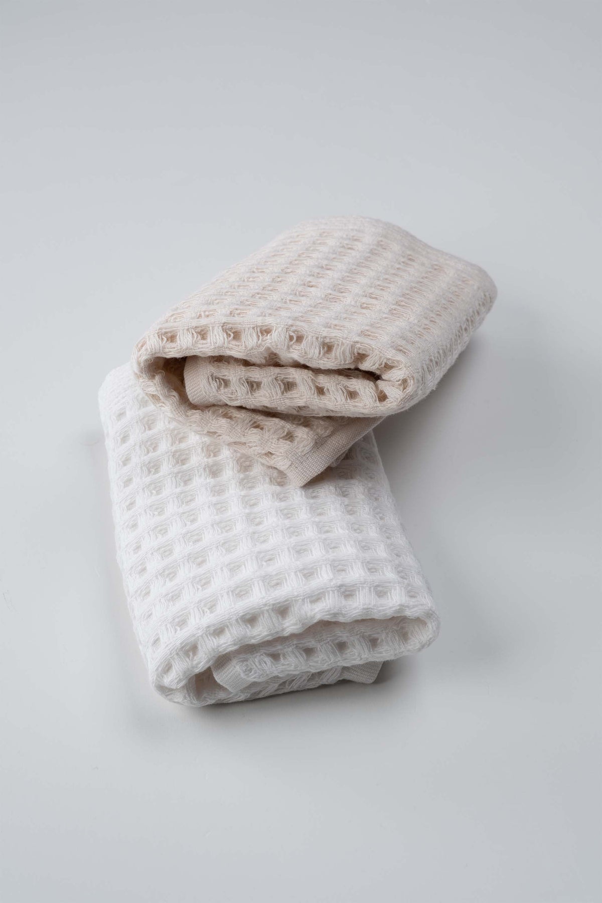 Aqua Line Waffle El Havlusu Seti | Krem & Beyaz | %100 Pamuk | 30x50 cm