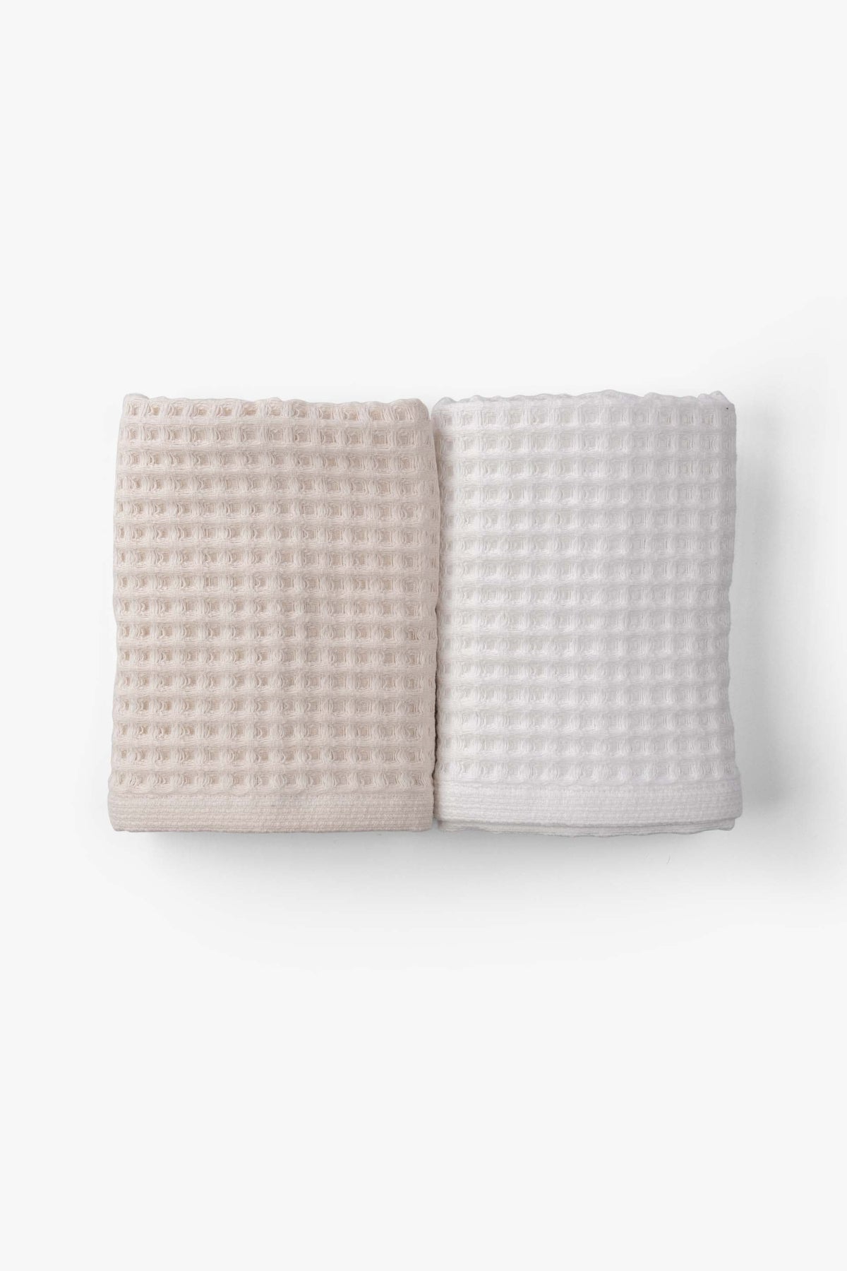 Aqua Line Waffle Yüz Havlusu Seti | Krem & Beyaz | %100 Pamuk | 50x90 cm