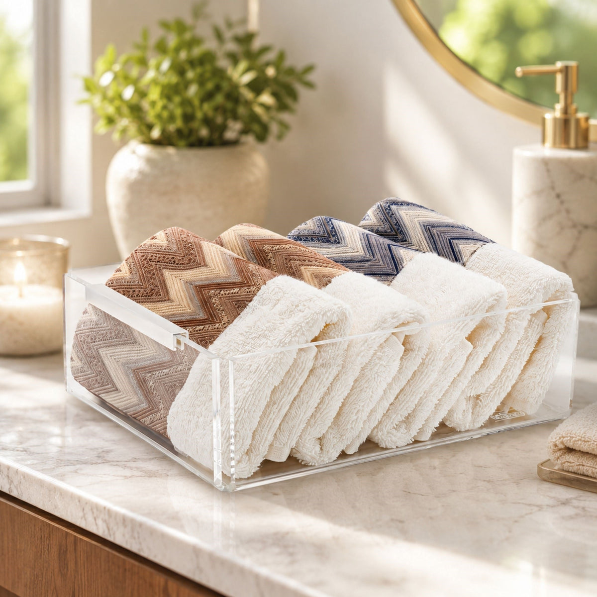 Memonza-Aria Çıta Detaylı Gümüş Organizer, Large, Şeffaf-Dekoratif Kutu-3-Milagron.com