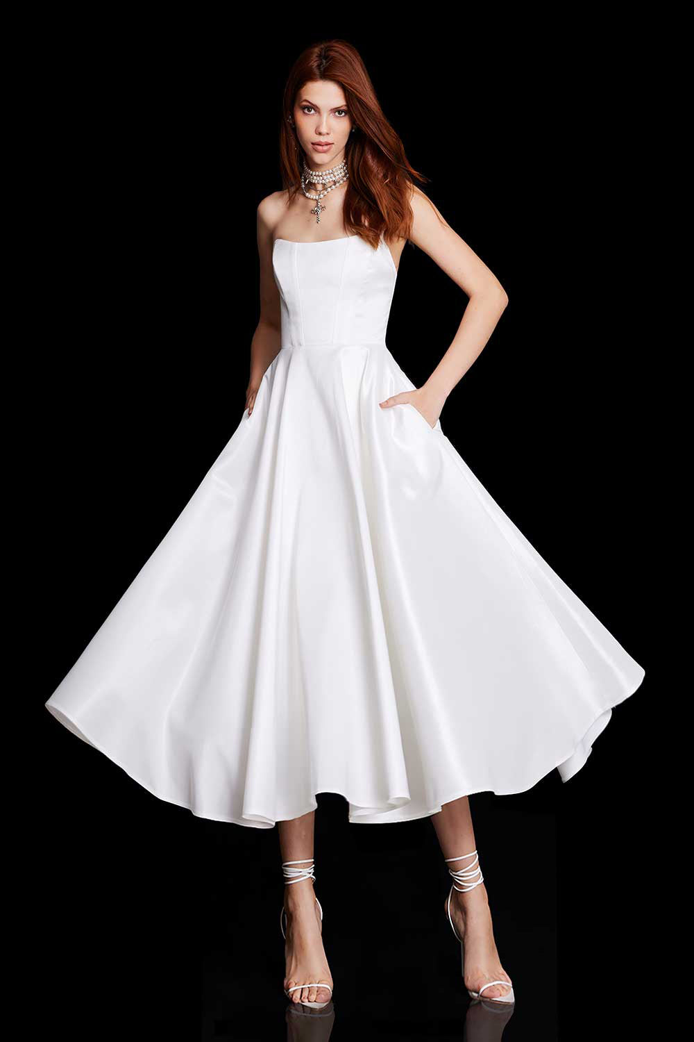 Esotte-Audrey Beyaz Midi Elbise-Elbise-1-Milagron.com