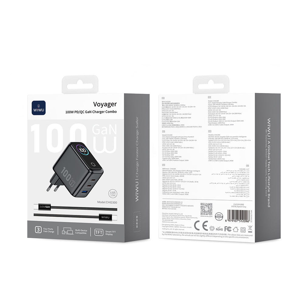 Chg300 Voyager 100W Gan Tft Ekranlı Pd Hızlı Şarj Başlığı