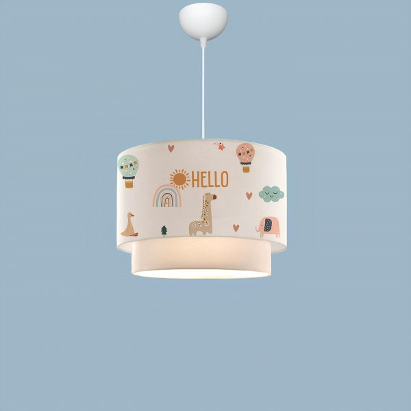 Home Hello Friends Kumaş Baskılı Çocuk Odası Sarkıt Lamba