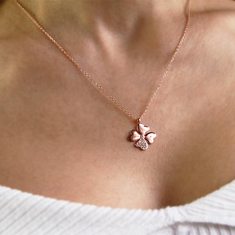 Silver Four-Leaf Clover El Yapımı Gümüş Yonca Kolye