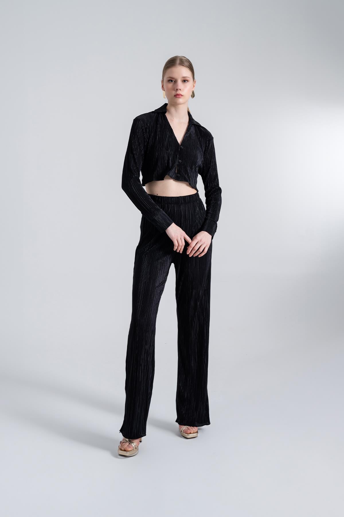 Beli Lastikli Esnek Comfy Pantolon Siyah