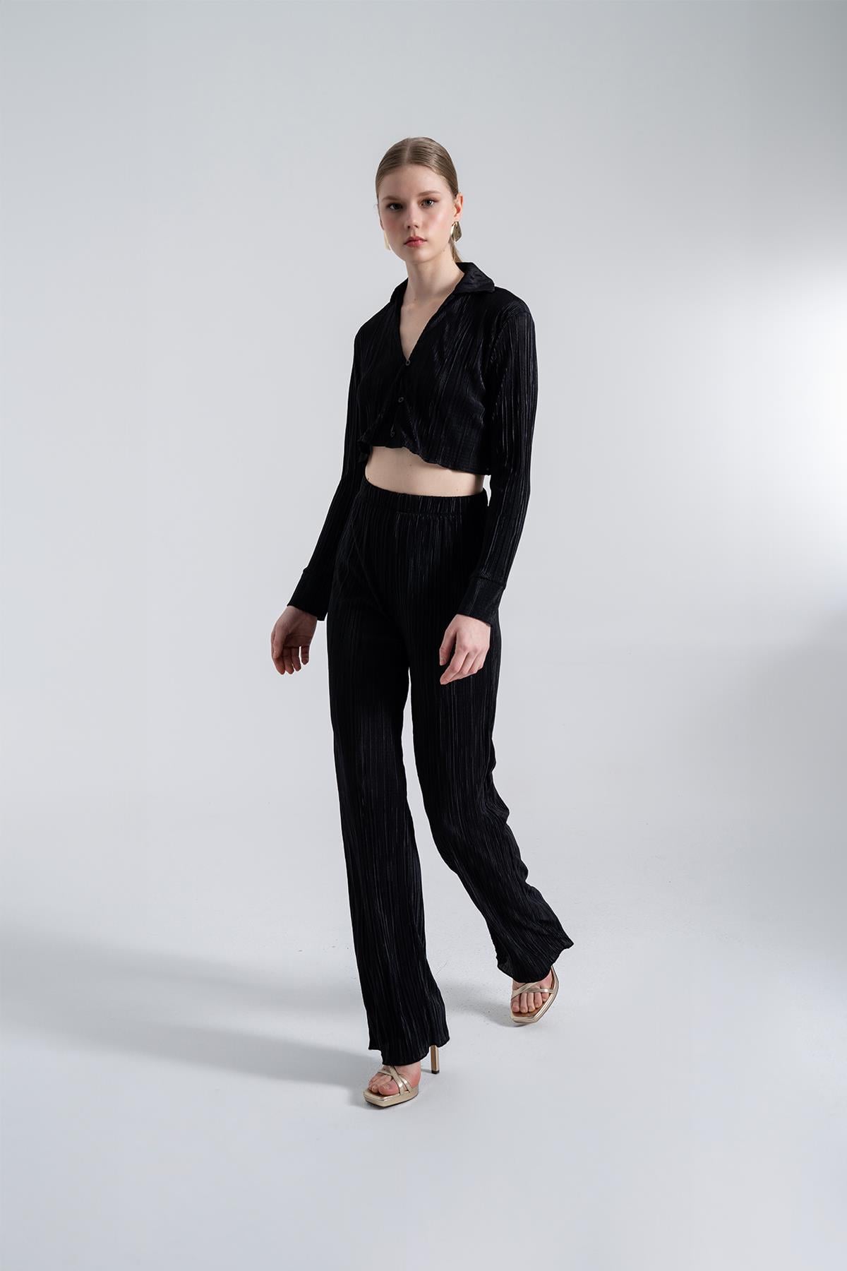 Beli Lastikli Esnek Comfy Pantolon Siyah